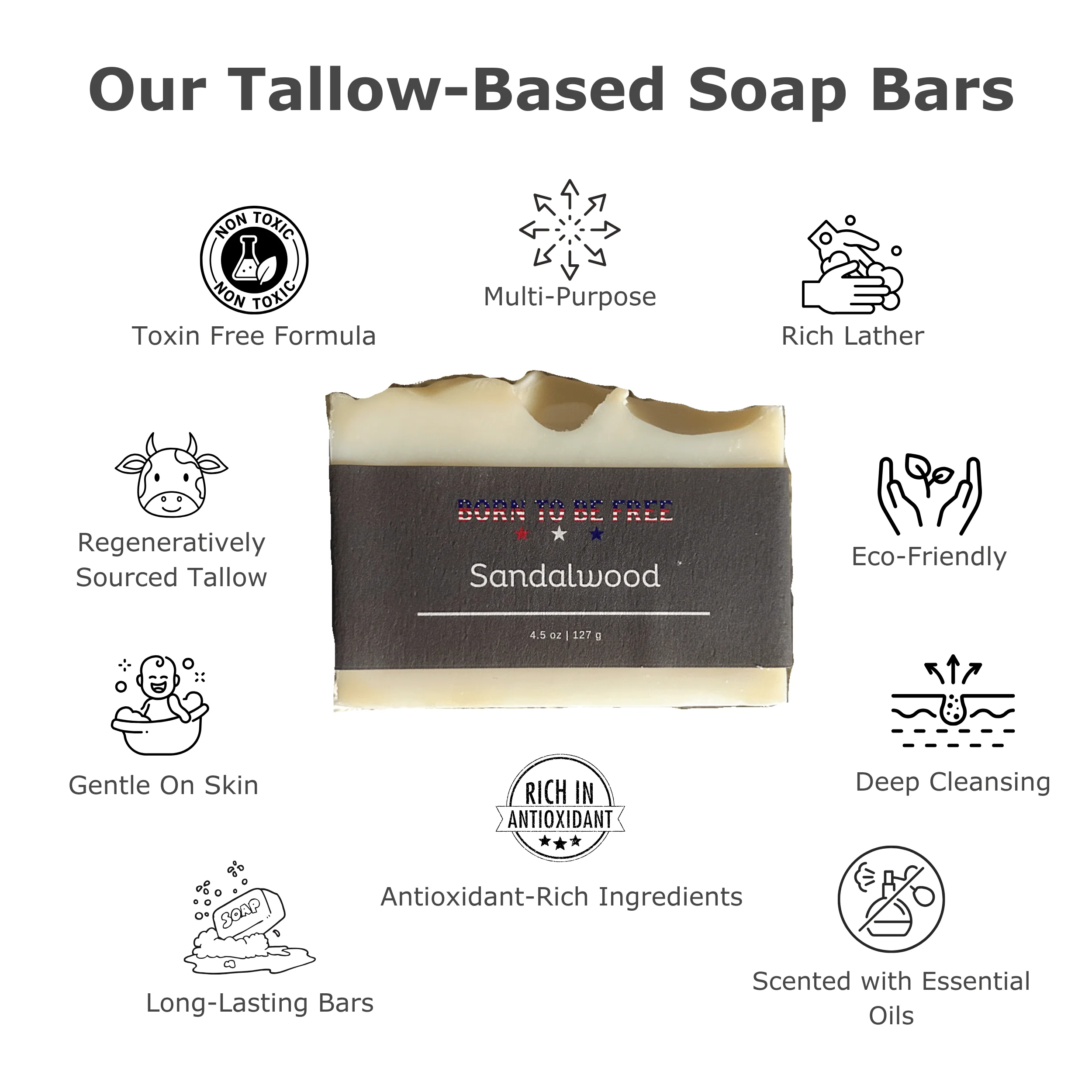 Sandalwood Tallow Soap Bar - Image 3