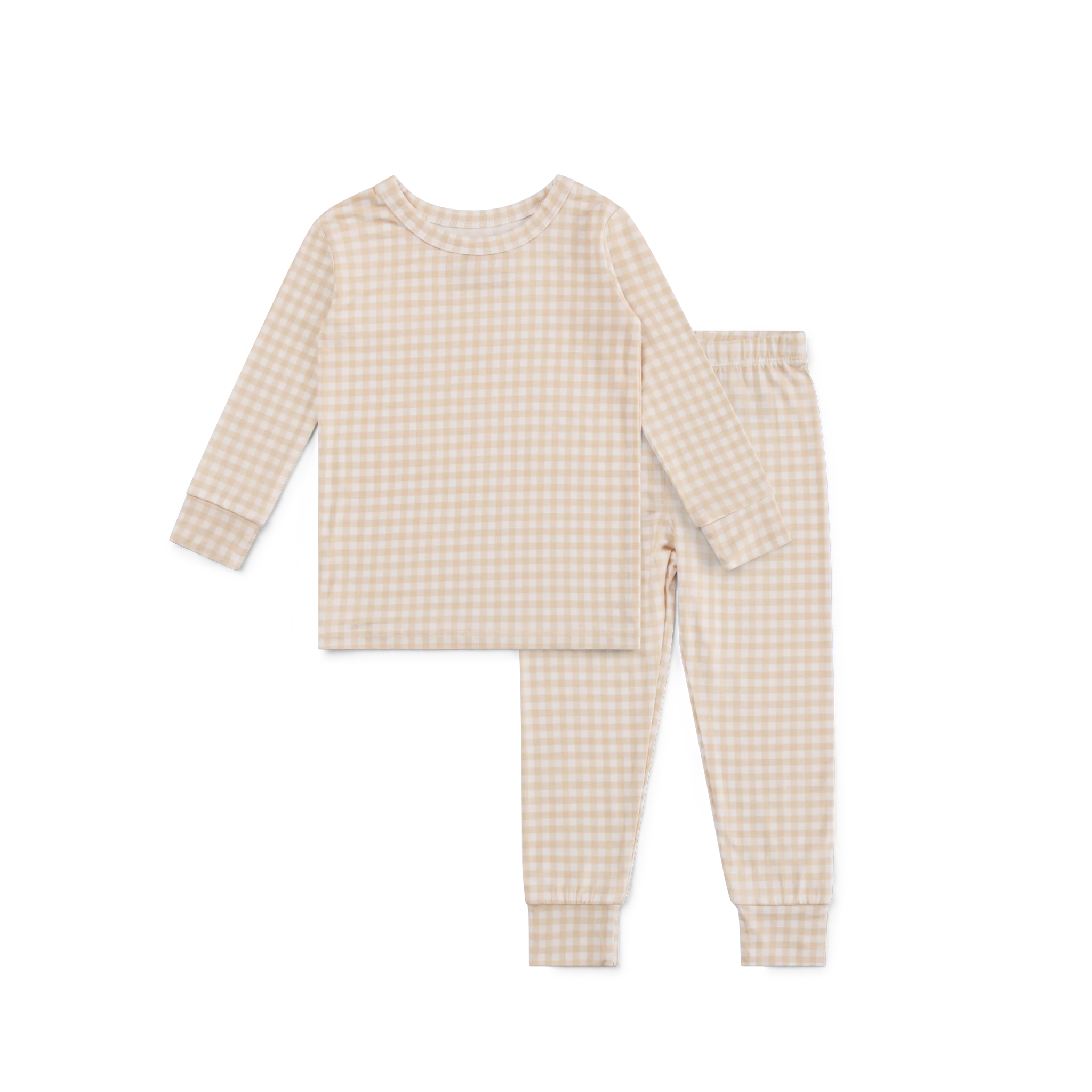 Sandstone Gingham Bamboo Toddler Pajama Set - Image 2