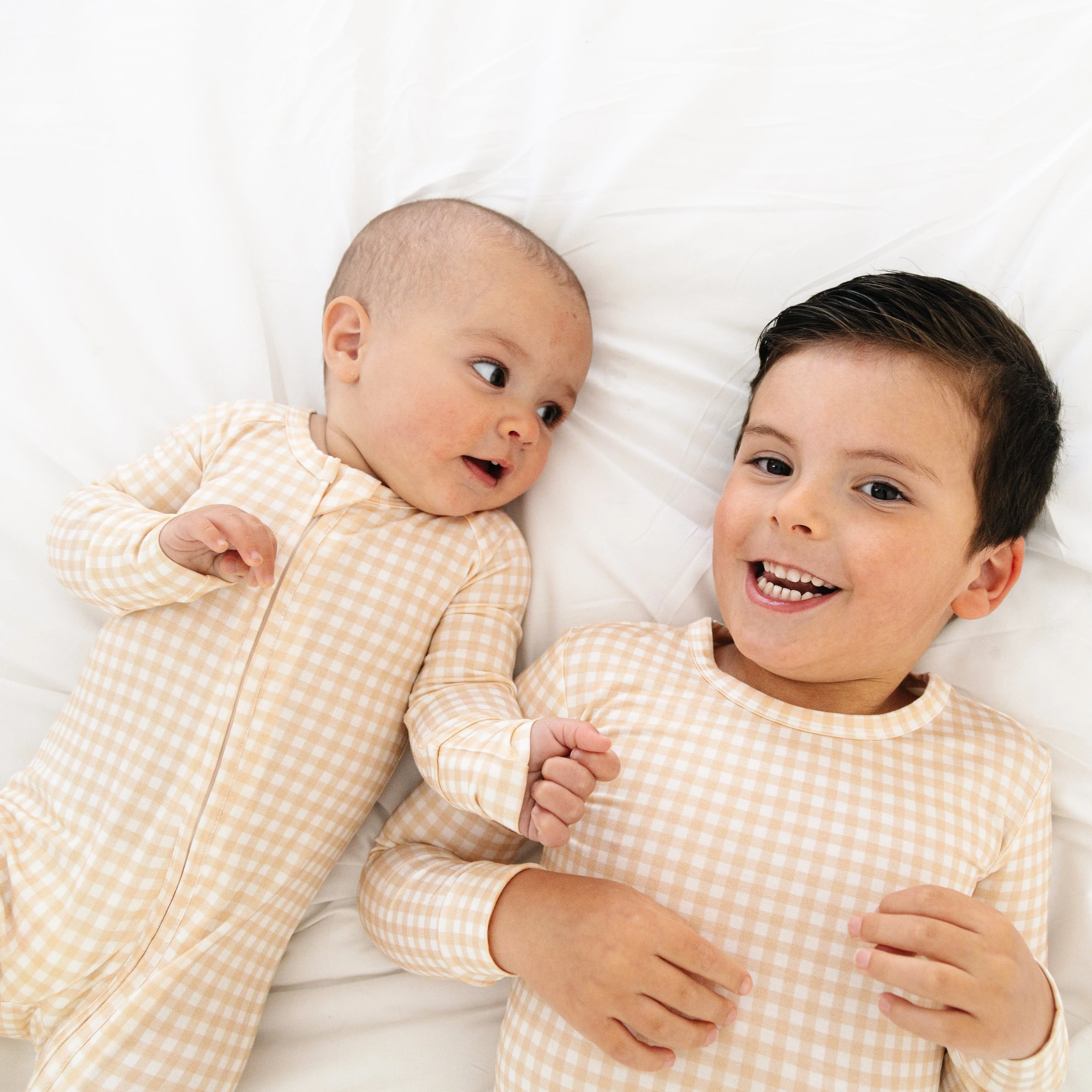 Sandstone Gingham Bamboo Toddler Pajama Set - Image 4