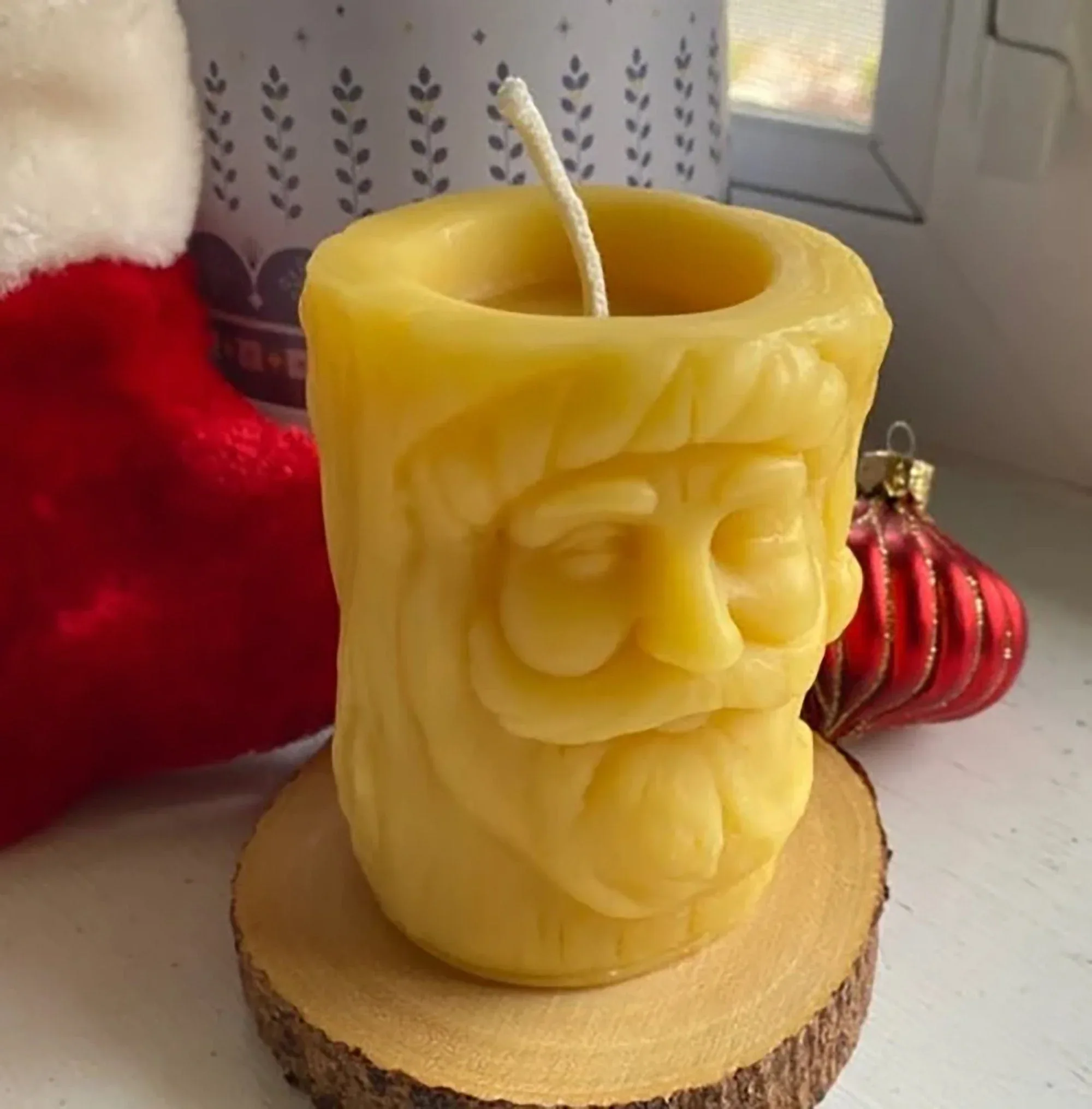 Santa Beeswax Pillar Candle - Image 2