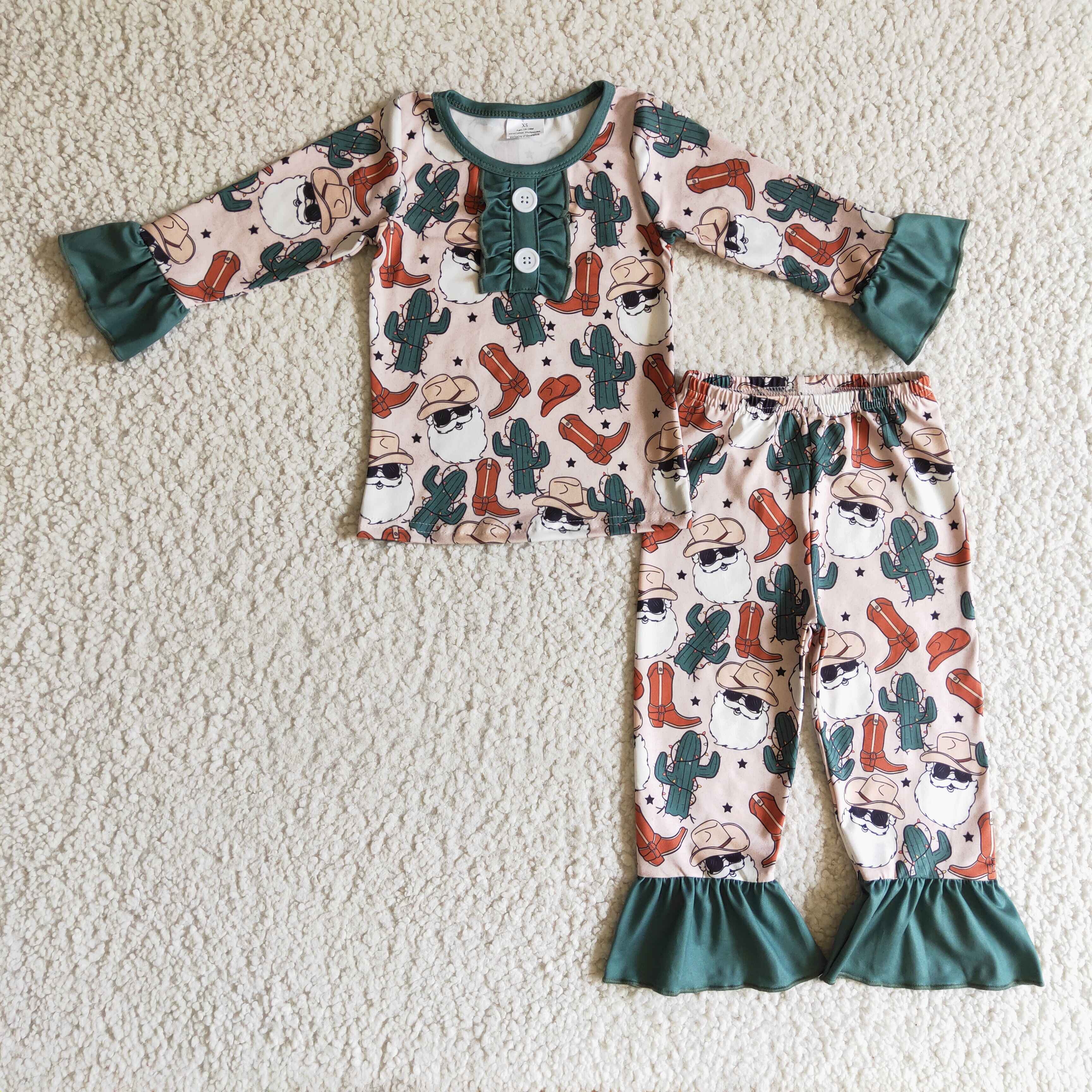 Santa cactus boots girls Christmas pajamas - Image 2