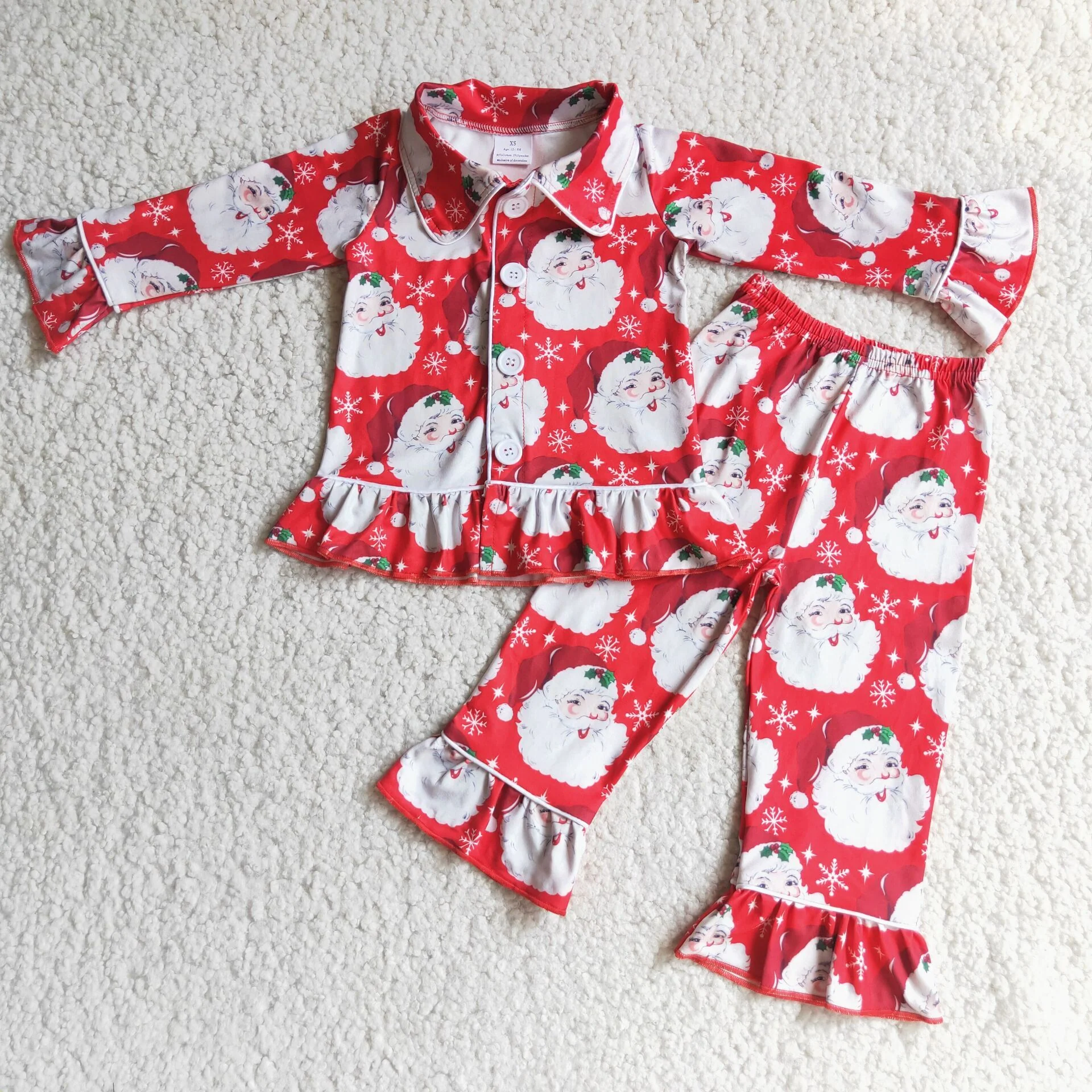 Santa print girls Chrismtas pajamas - Image 2
