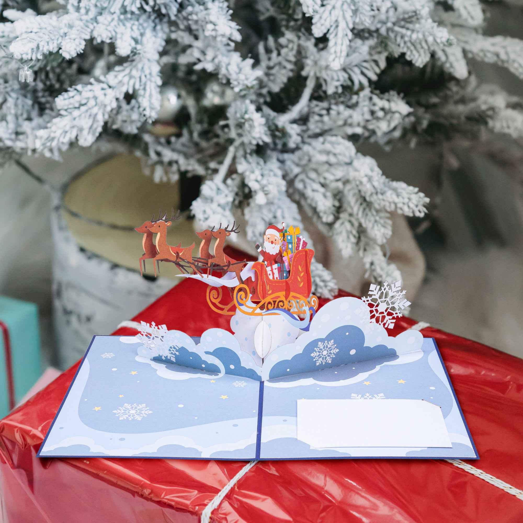 Santa Sleigh Pop Up Christmas Card - Image 3