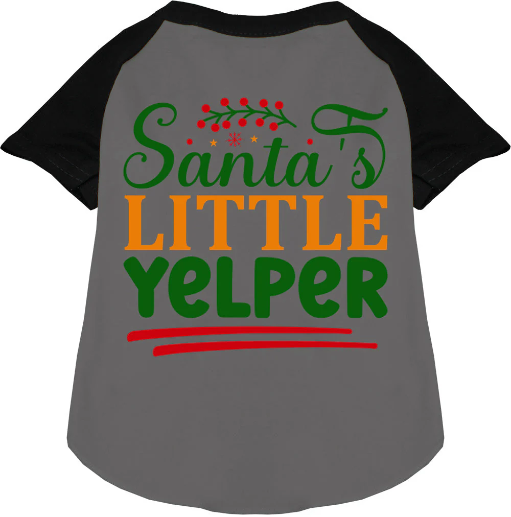 Santa's Little Yelper Pet Raglan Shirt - Image 3