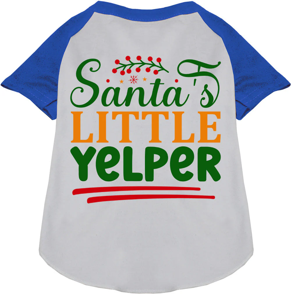Santa's Little Yelper Pet Raglan Shirt - Image 4