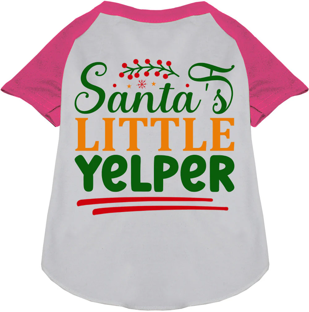 Santa's Little Yelper Pet Raglan Shirt - Image 5