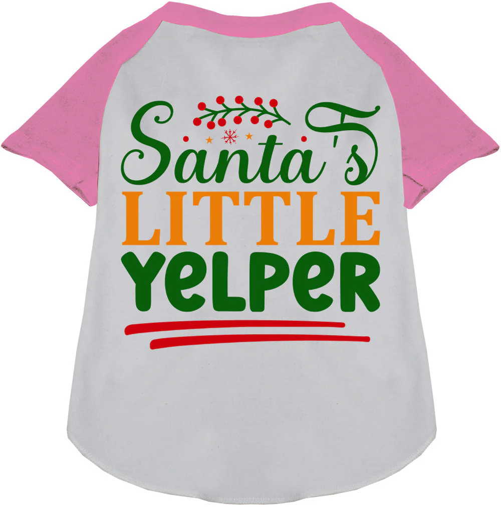Santa's Little Yelper Pet Raglan Shirt - Image 6