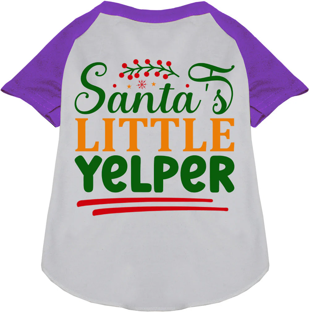Santa's Little Yelper Pet Raglan Shirt - Image 7