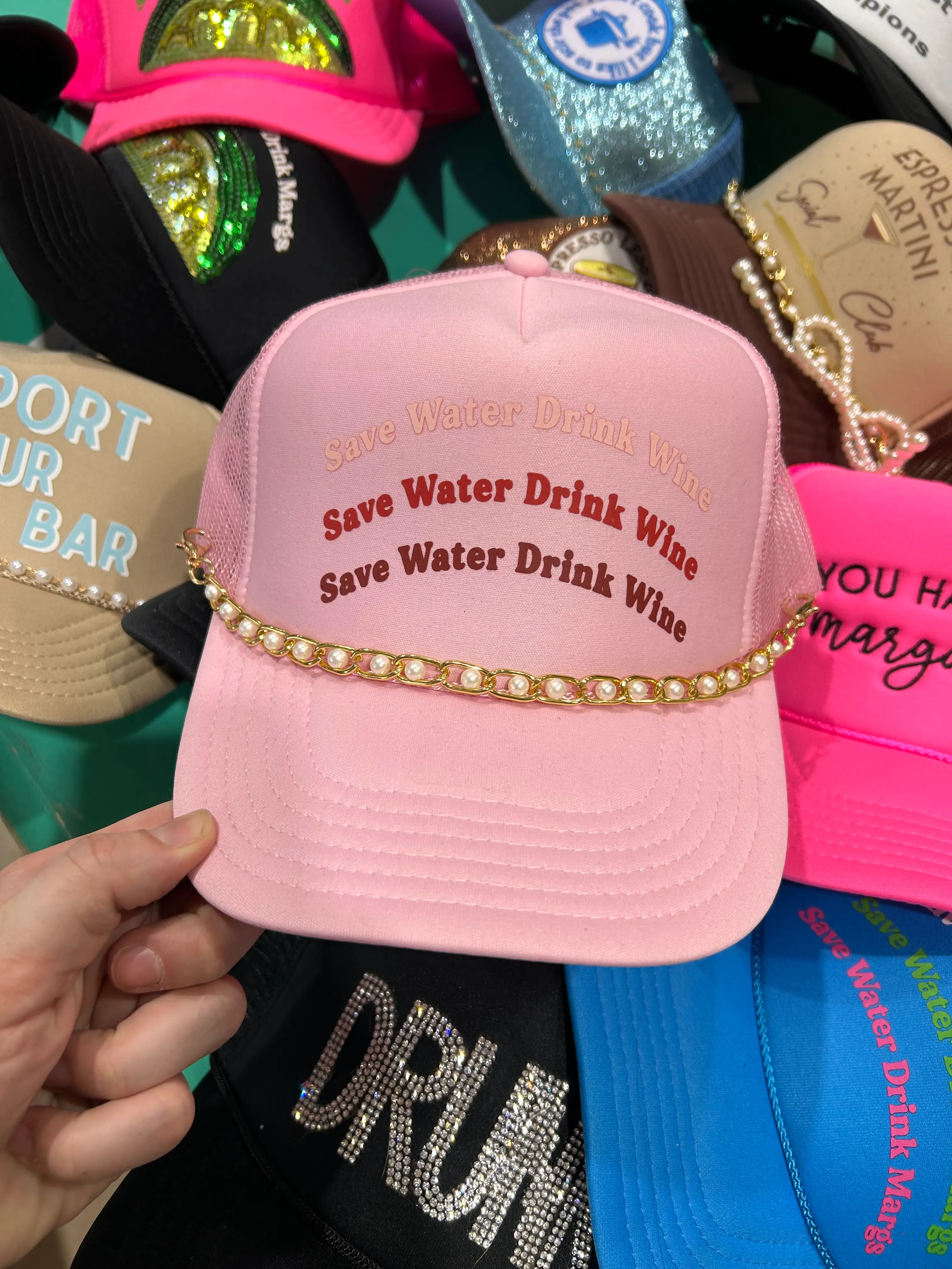 Save Water Drink Wine Trucker - Image 3