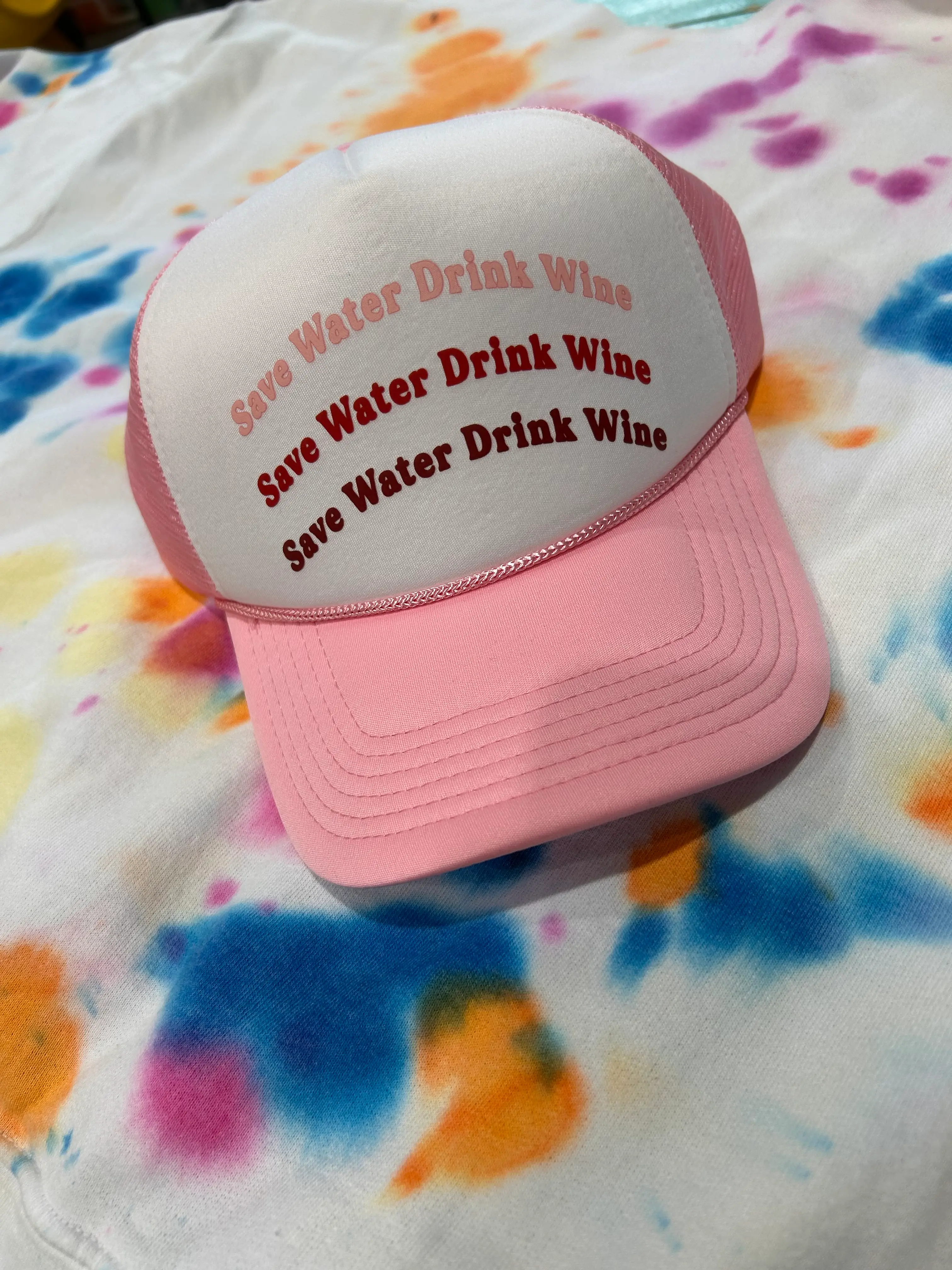 Save Water Drink Wine Trucker - Image 4