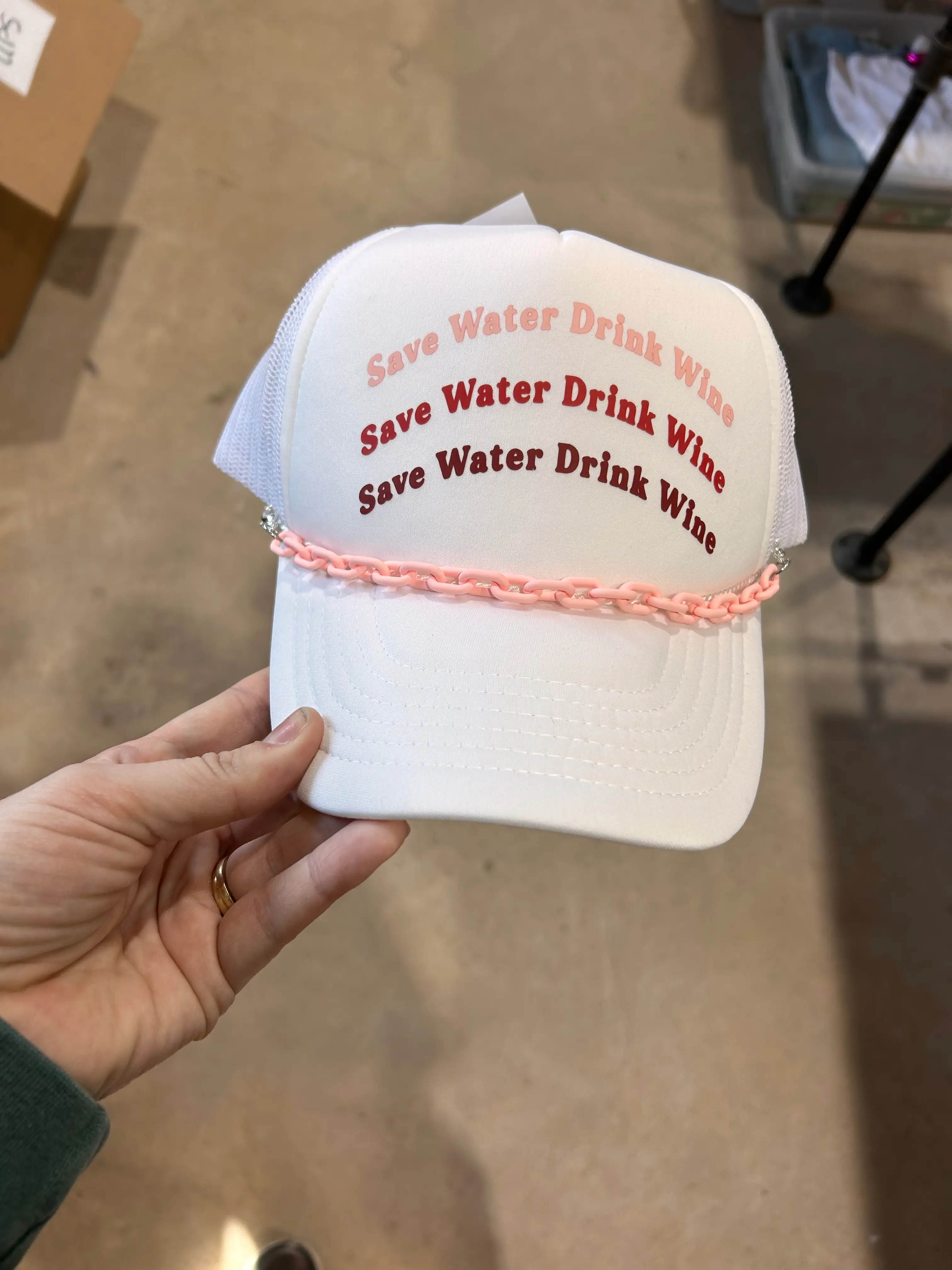 Save Water Drink Wine Trucker - Image 5