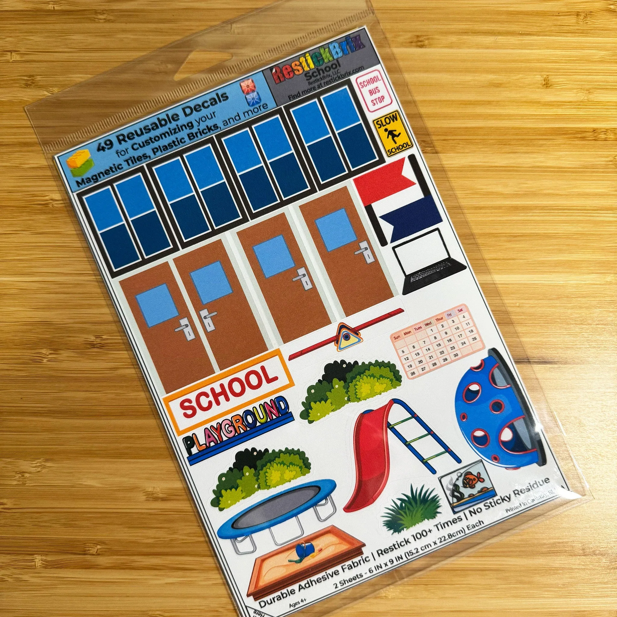 School: Reusable Decals for Customizing Magnetic Tiles, Plastic Bricks, and more - Image 2