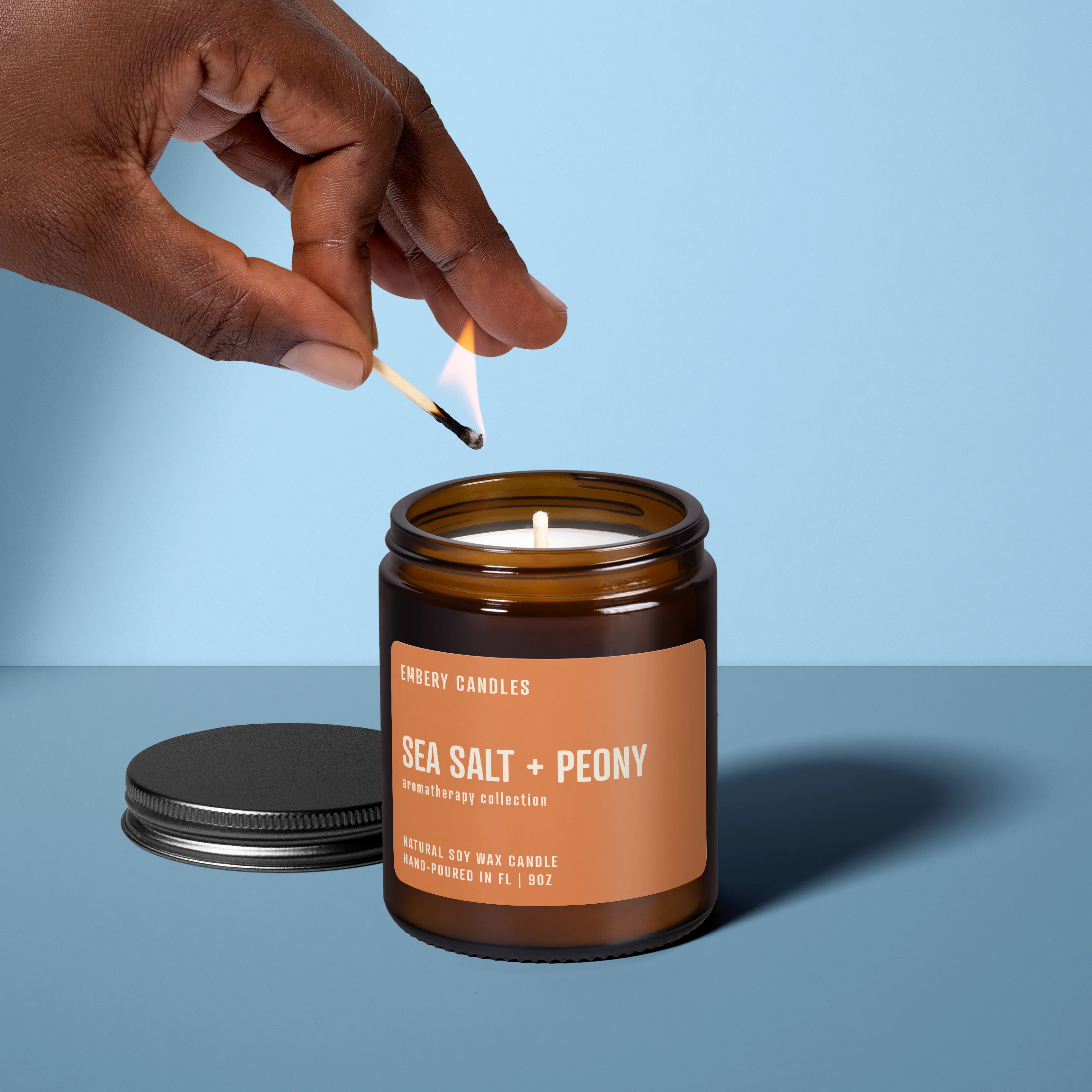 Sea Salt + Peony | Soy Wax Scented Candle - Image 2