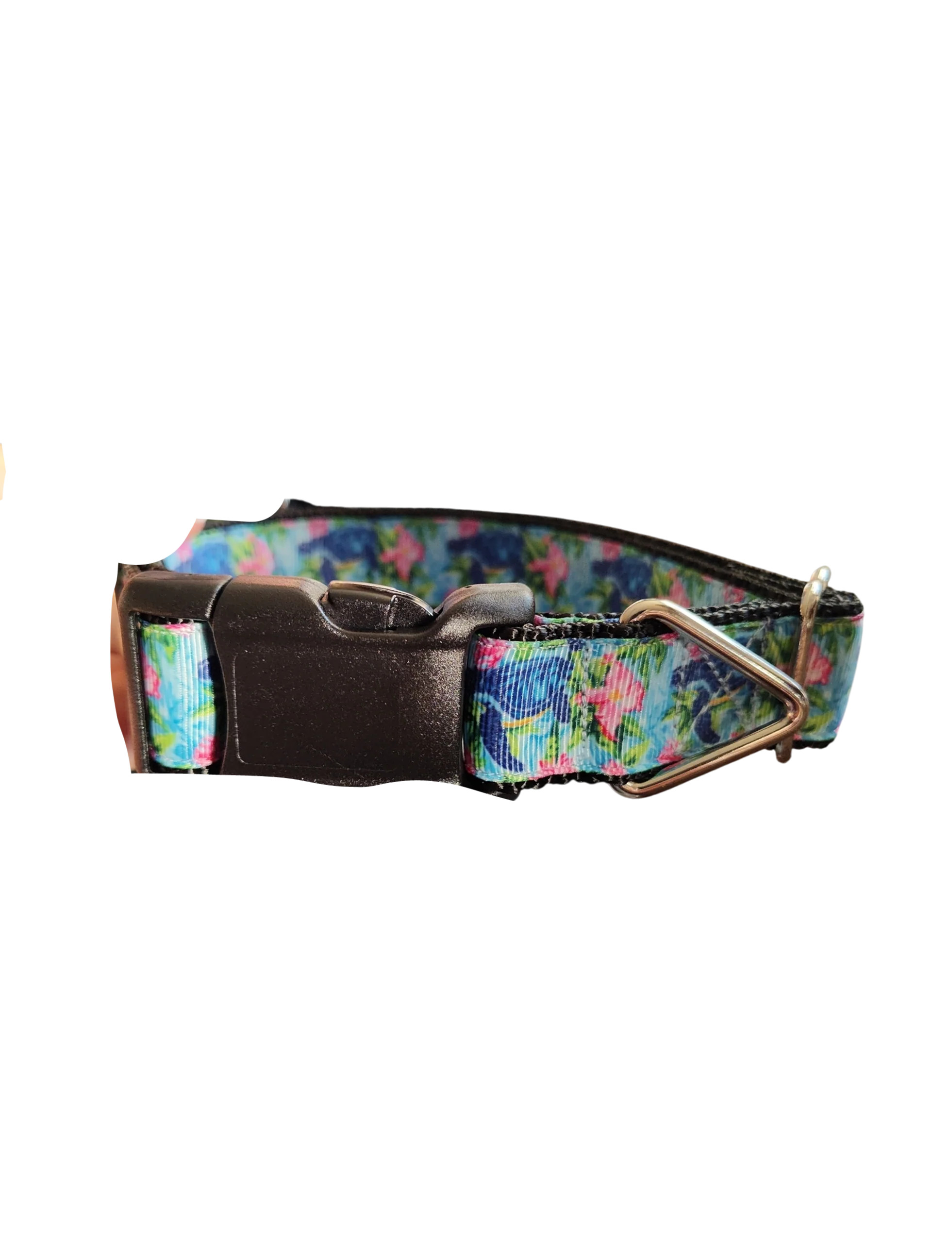 Sea Turtles and Flowers Nylon Dog Collar - Image 2
