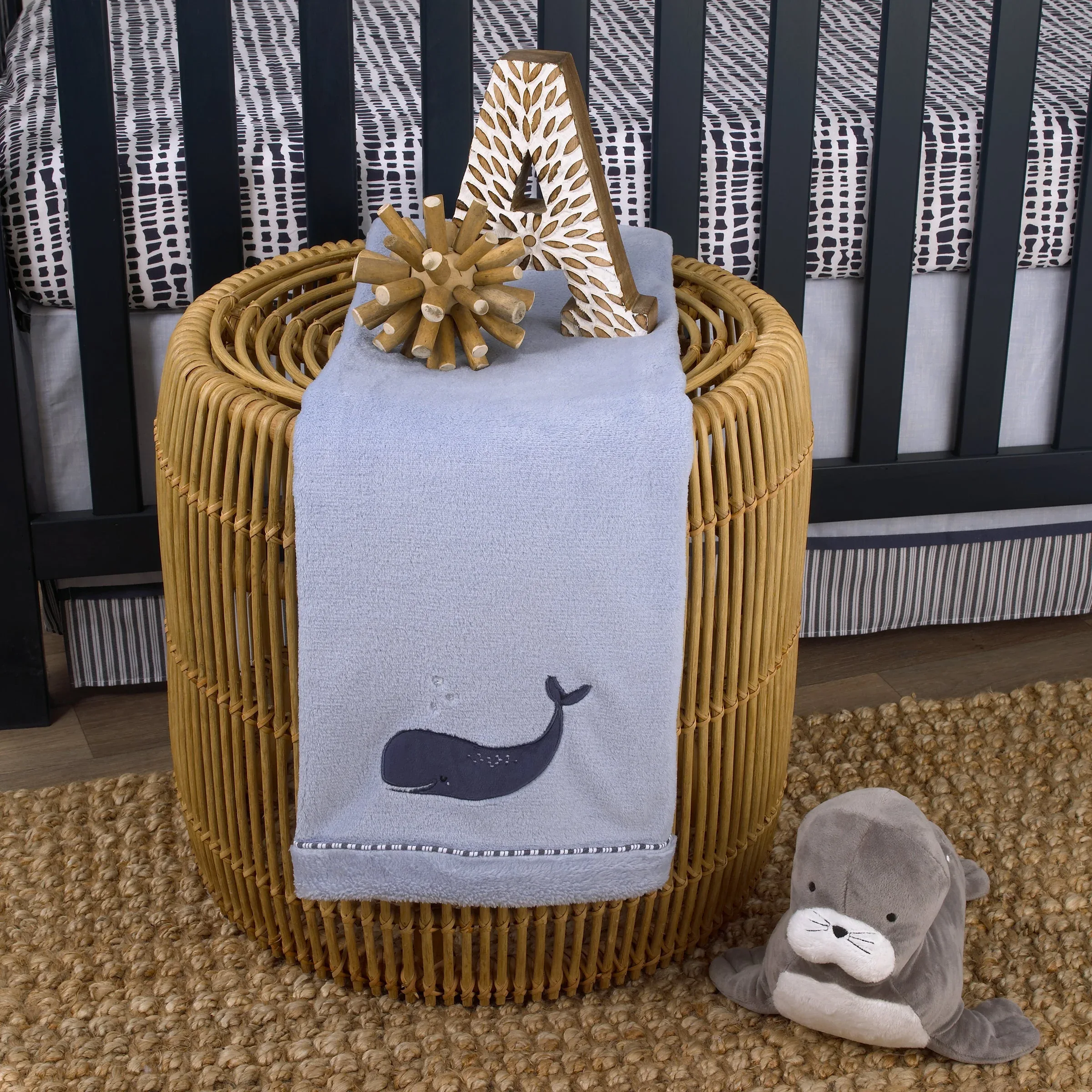 Seas The Day Blue Whale Super Soft Baby Blanket - Image 2
