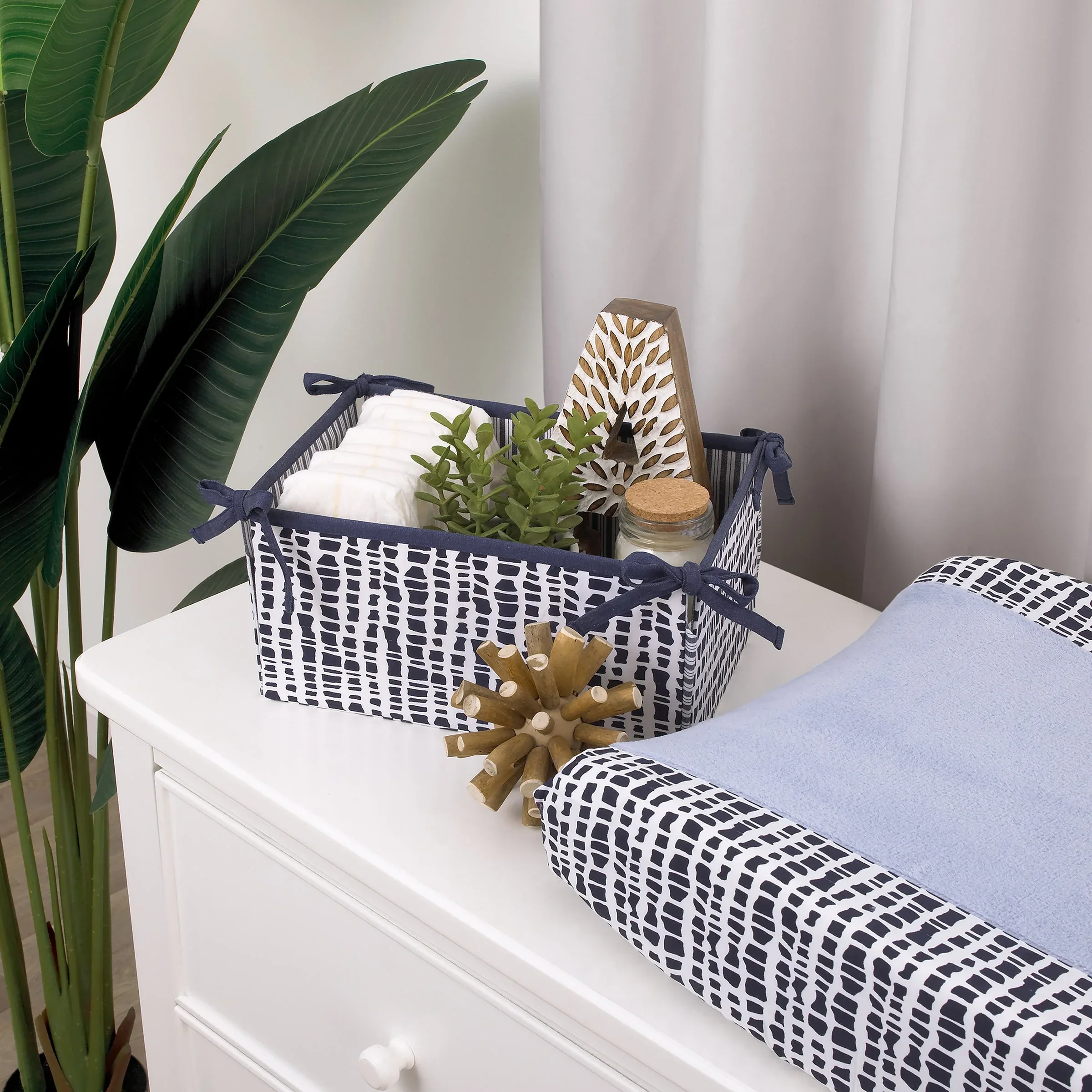 Seas The Day Navy and Blue Super Soft Changing Pad Cover - Image 3