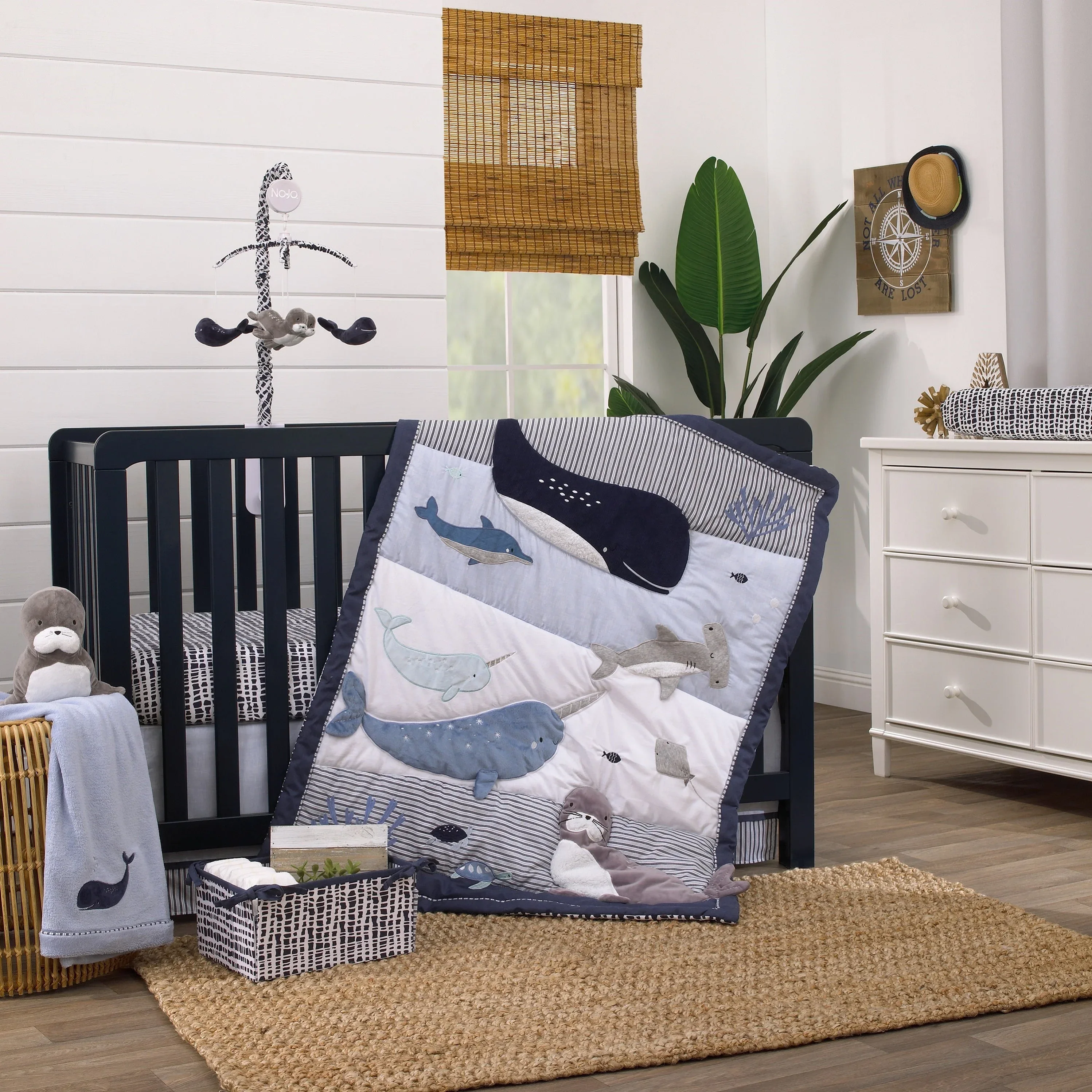 Seas The Day Navy and Blue Super Soft Changing Pad Cover - Image 4
