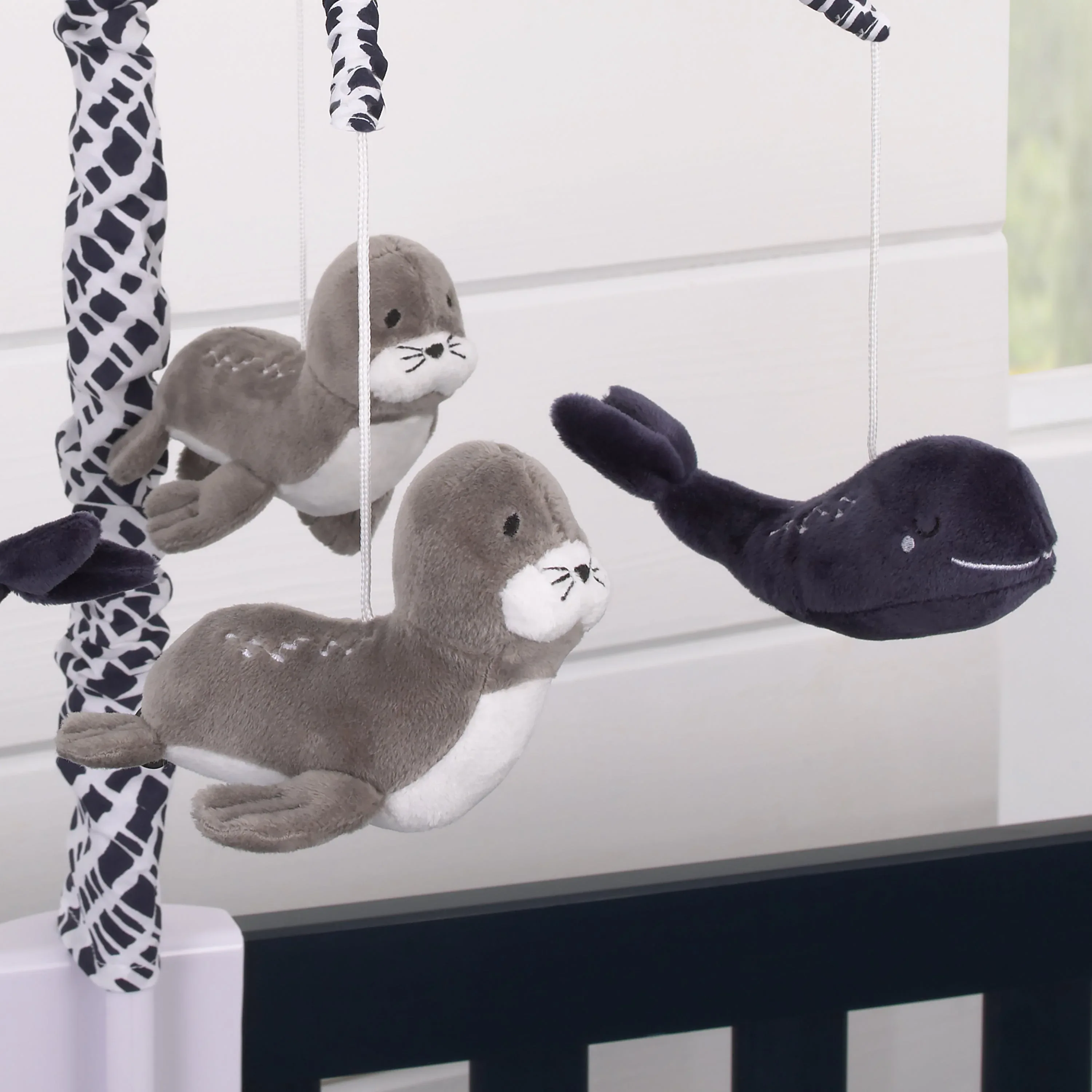 Seas The Day Navy and Grey Whale and Sea Lion Musical Mobile - Image 3
