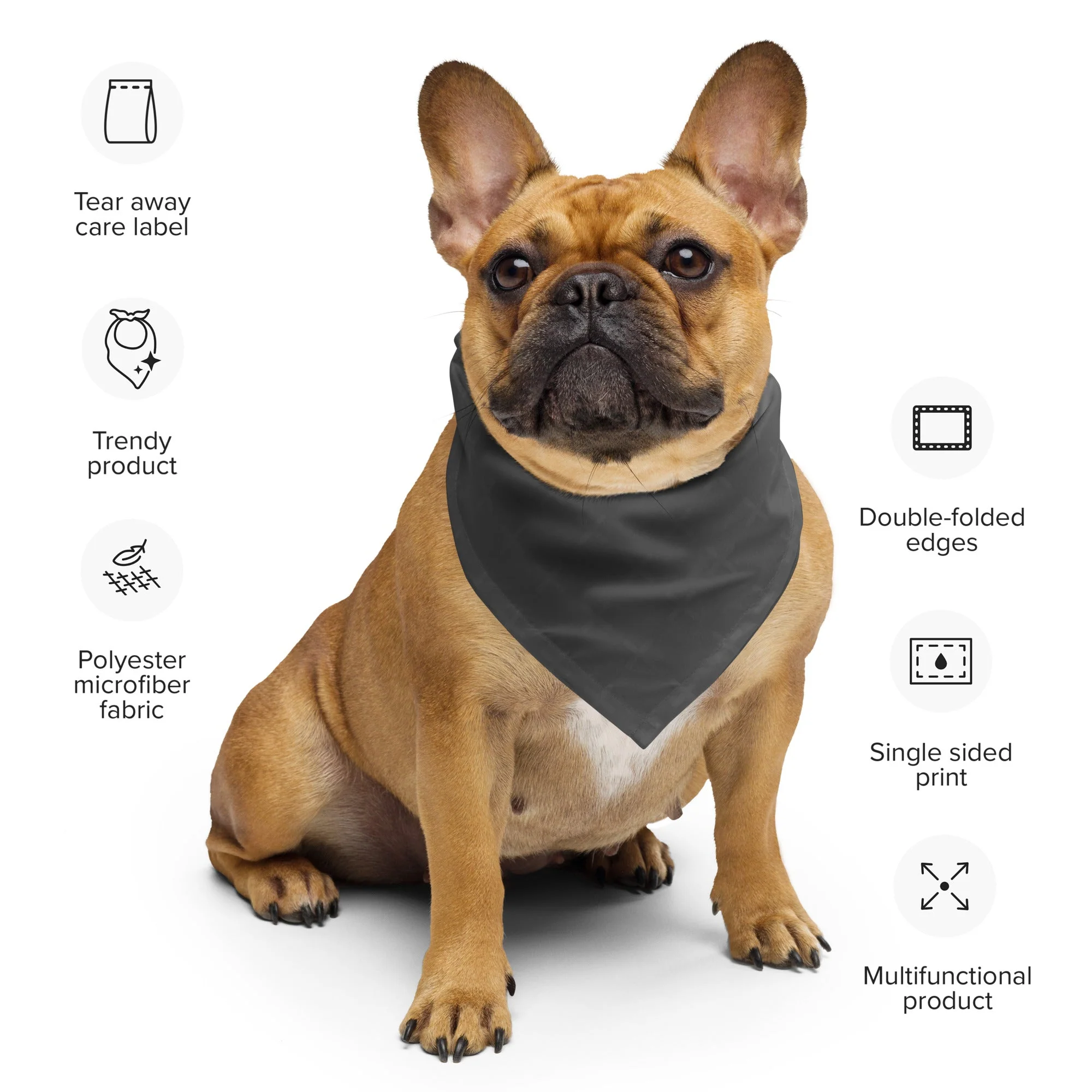 Sebastian & Clementine Gray Cross Bandana For Dogs and Cats - Image 2