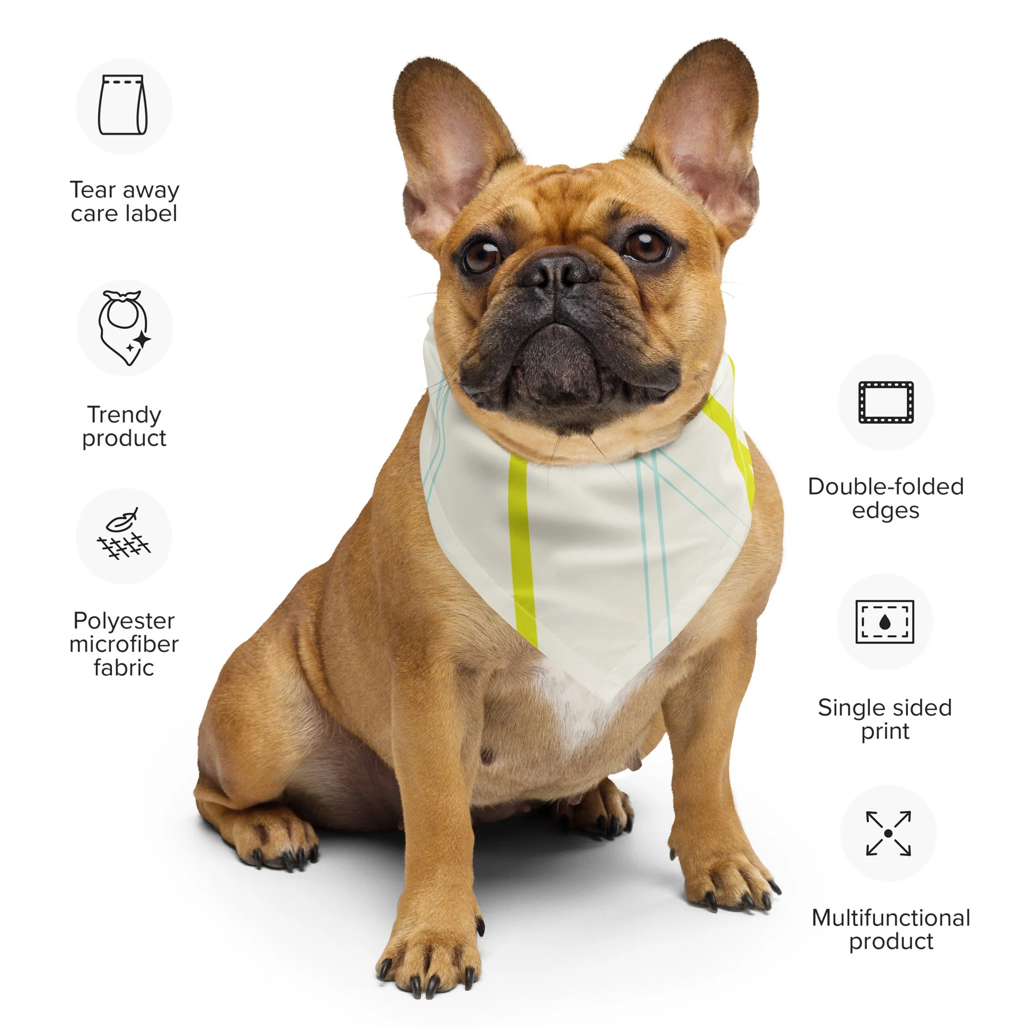 Sebastian & Clementine Neon Lines Bandana For Dogs and Cats - Image 2