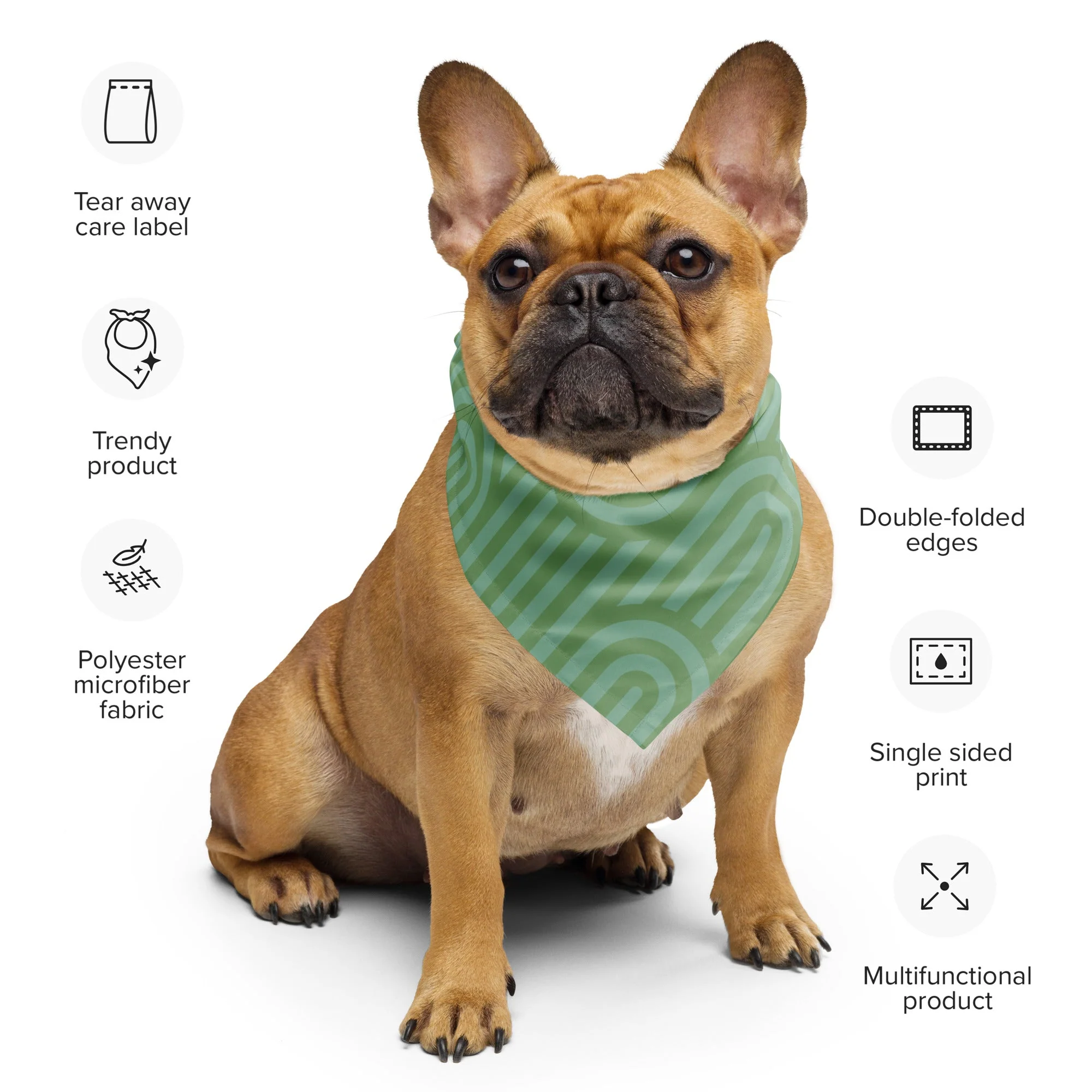 Sebastian & Clementine Scalloped Green Bandana For Dogs and Cats - Image 2