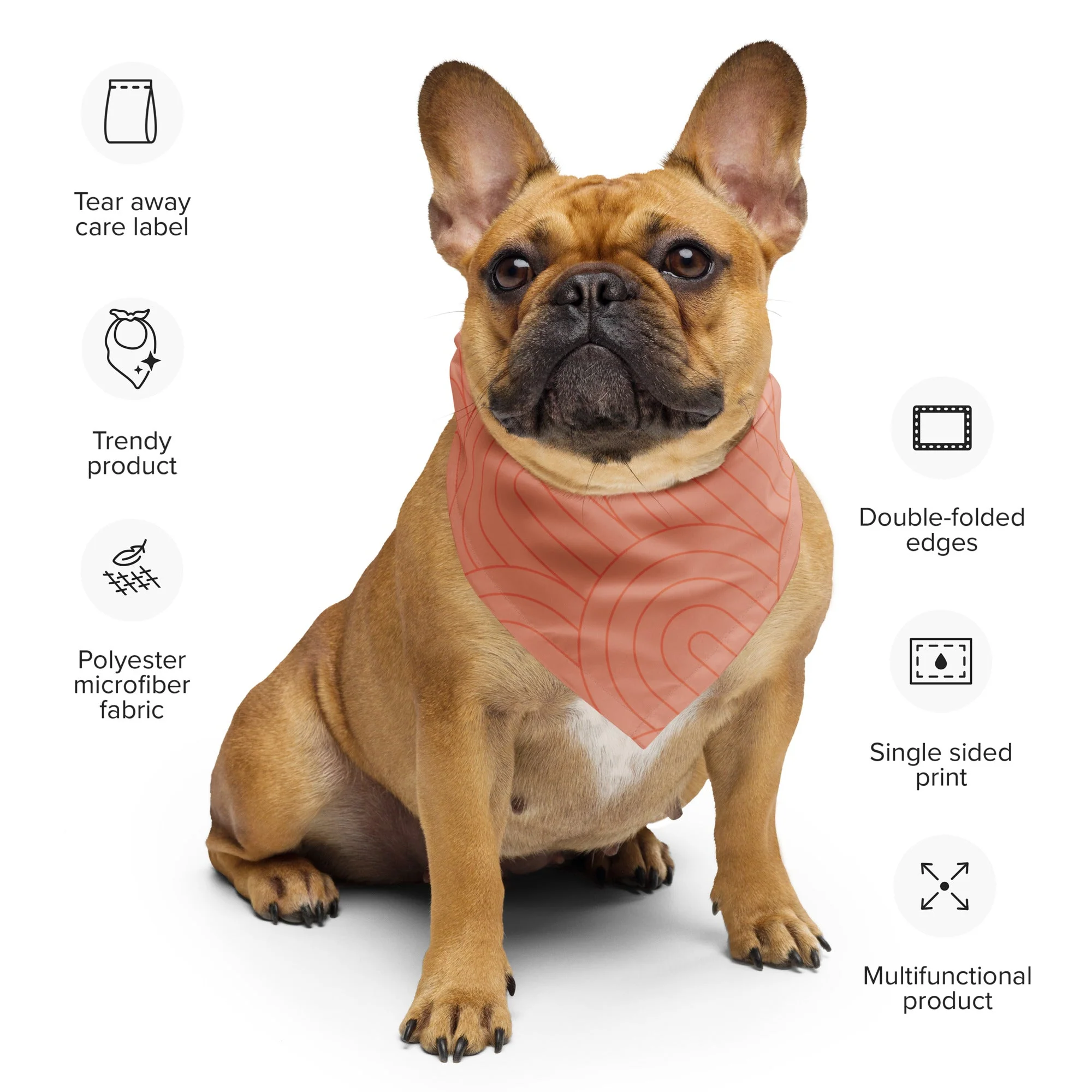 Sebastian & Clementine Scalloped Pink Bandana For Dogs and Cats - Image 2