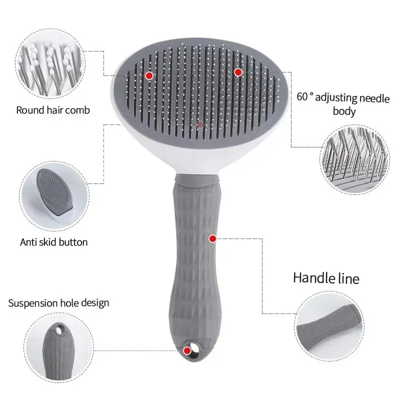 Self-Cleaning Pet Hair Removal Brush for Grooming - Image 4