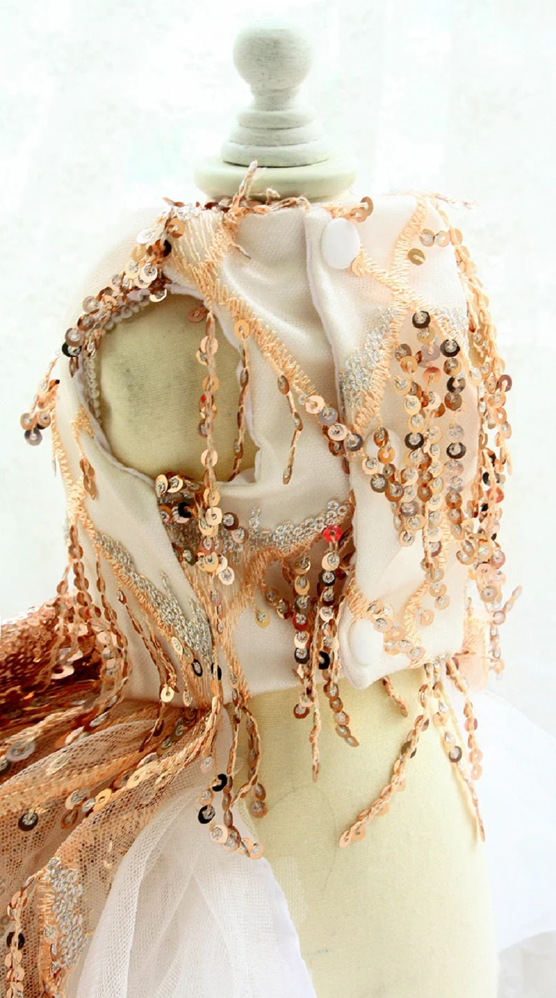 Sequin Pet Dress Luxury Dog Gown Cats Princess Trailing Dress Party Birthday - Image 10