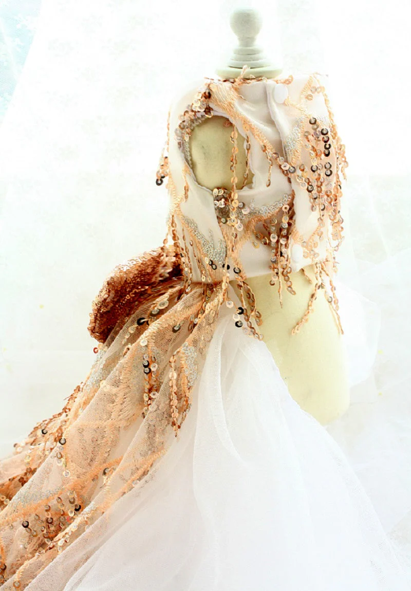 Sequin Pet Dress Luxury Dog Gown Cats Princess Trailing Dress Party Birthday - Image 6