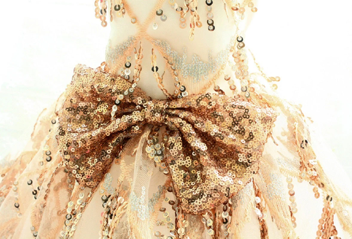 Sequin Pet Dress Luxury Dog Gown Cats Princess Trailing Dress Party Birthday - Image 8