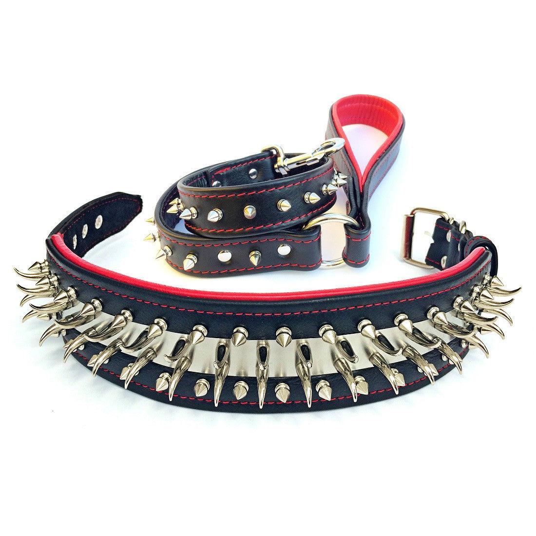 Set collar and leash. spikes & stainless steel, 2.8 inch wide. Made in Europe! - Image 4