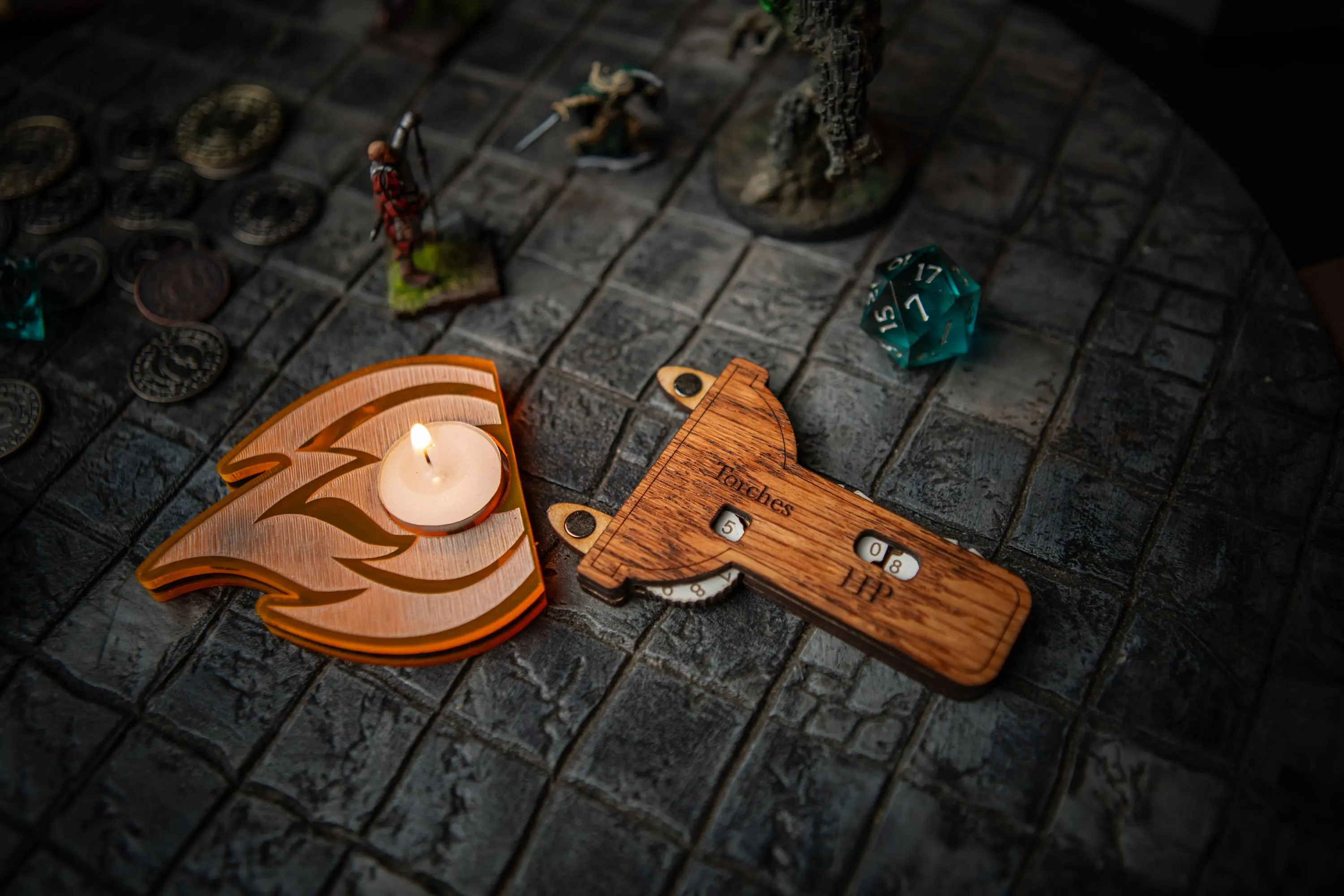 Shadowdark Torch and HP Tracker with Candle Holder - Image 4