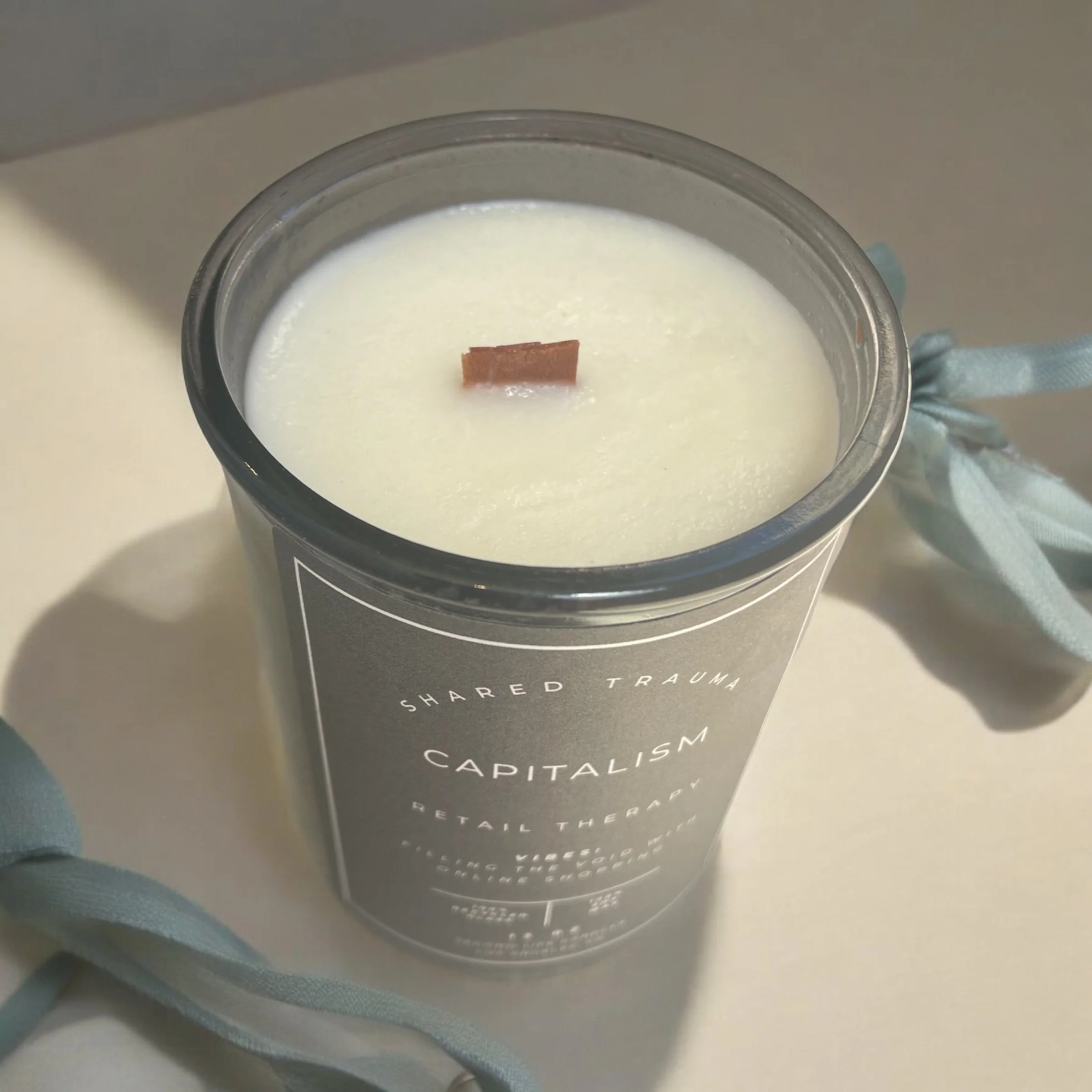 Shared Trauma Candles - Capitalism - 13 Oz Crackling Wood Wick - Tulips & Gardenia - Image 5