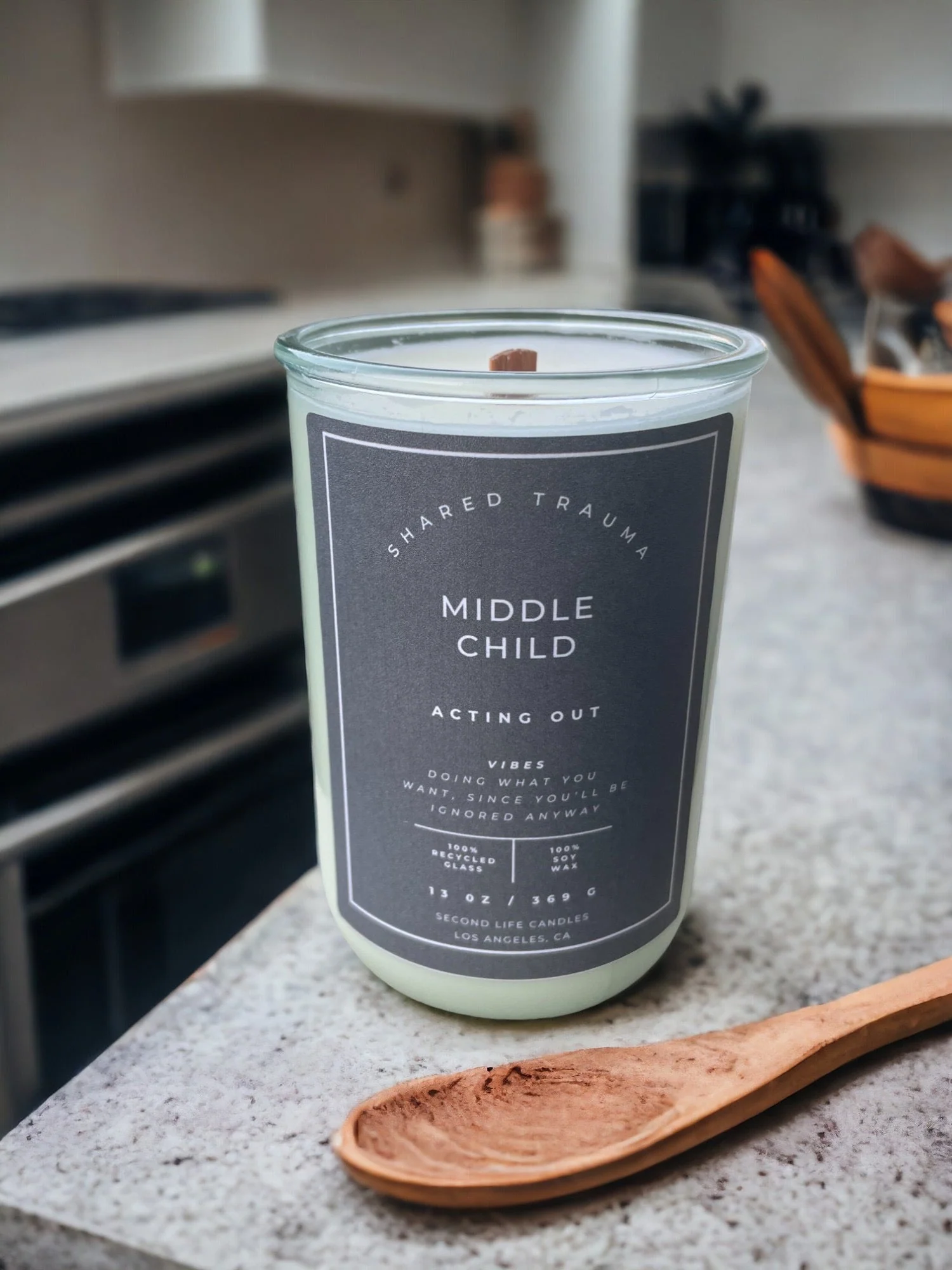 Shared Trauma Candles - Middle Child - 13 Oz Crackling Wood Wick - Ginger & Saffron - Image 5