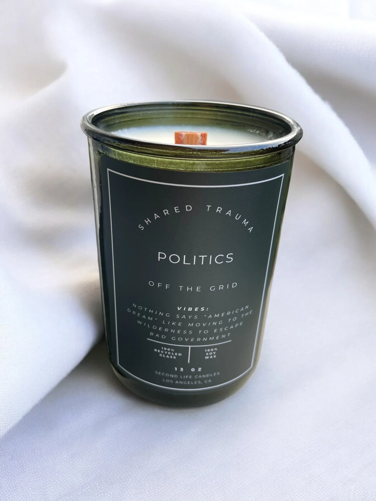 Shared Trauma Candles - Politics - 13 Oz Crackling Wood Wick - Amber Sage & Moss - Image 4