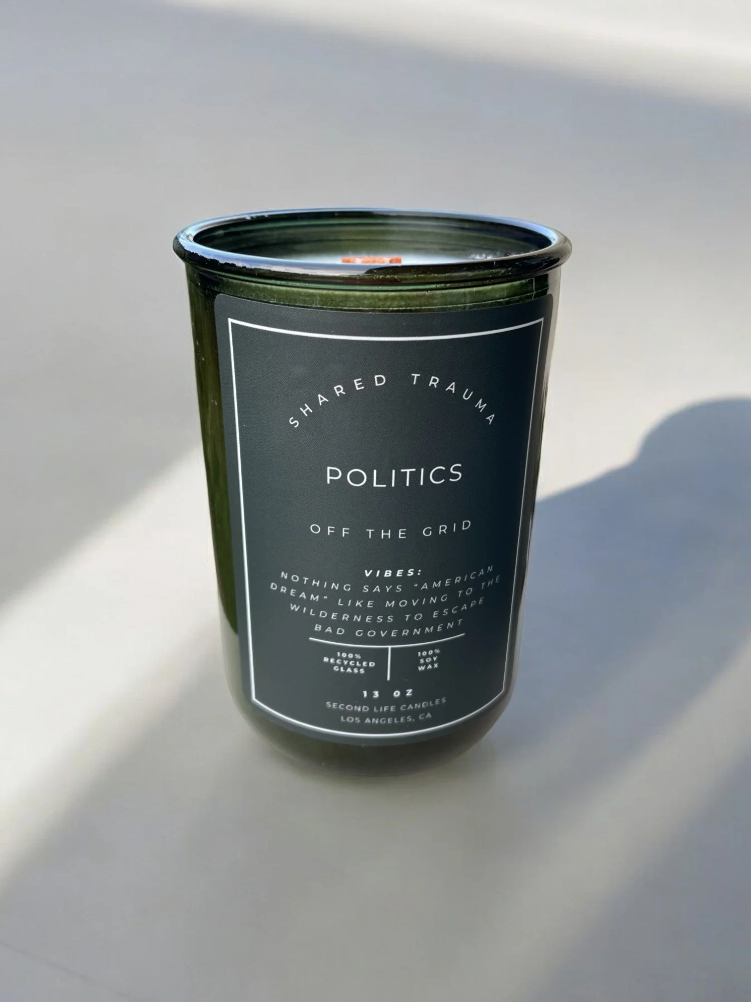 Shared Trauma Candles - Politics - 13 Oz Crackling Wood Wick - Amber Sage & Moss - Image 6