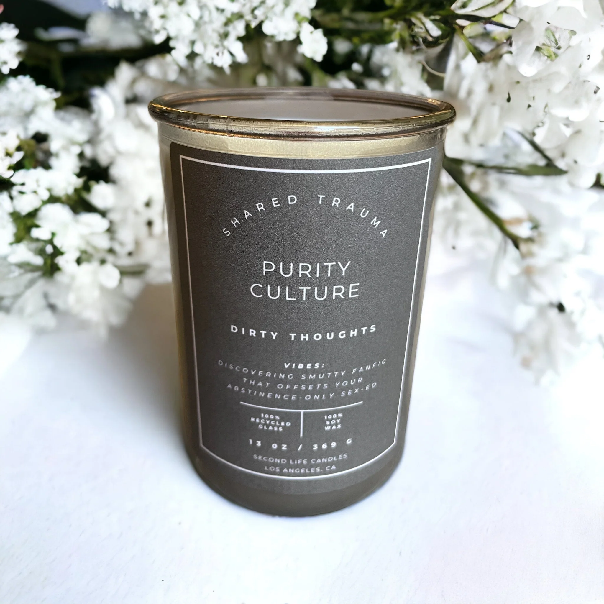 Shared Trauma Candles - Purity Culture - 13 Oz Crackling Wood Wick - Lavender & Smoked Vanilla - Image 5