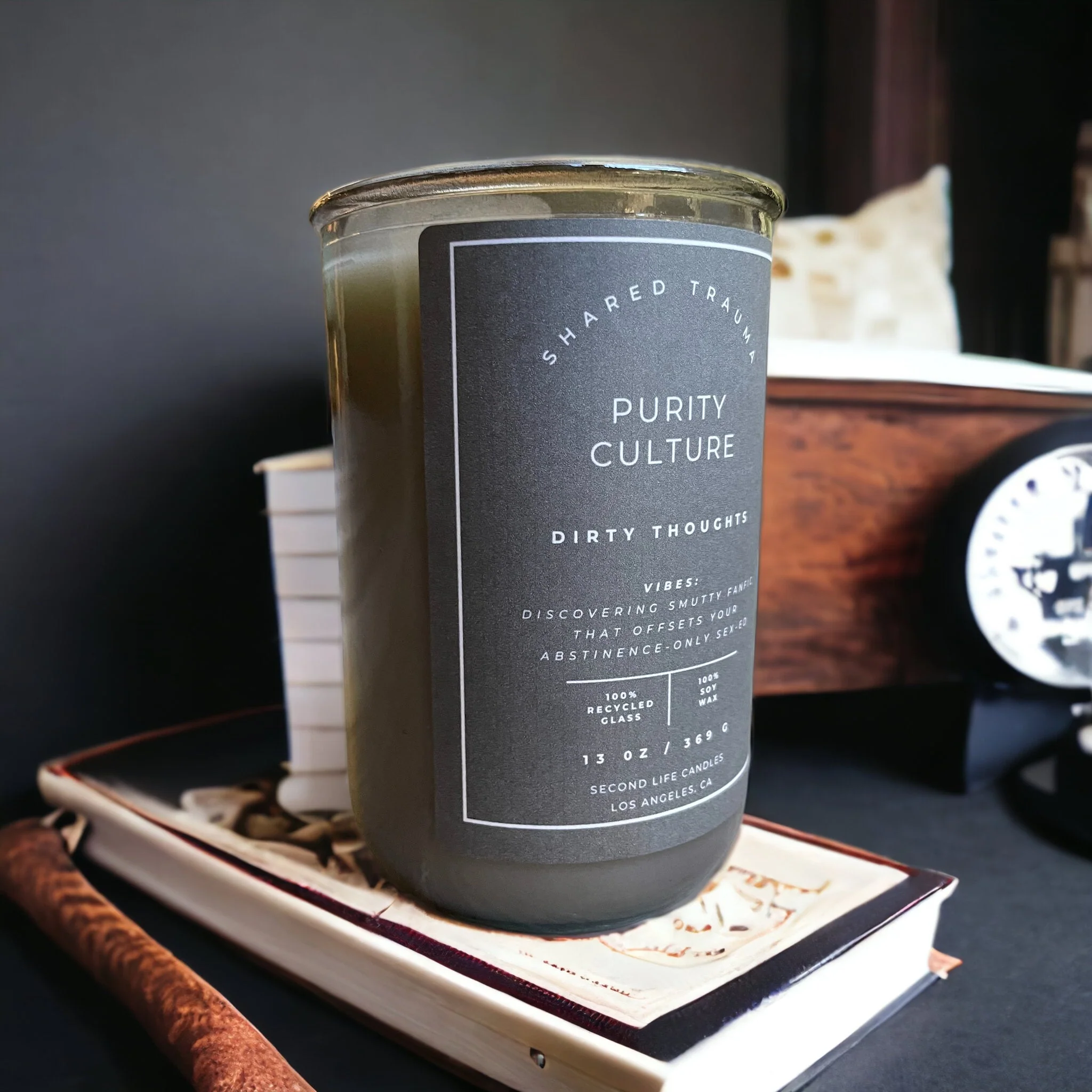 Shared Trauma Candles - Purity Culture - 13 Oz Crackling Wood Wick - Lavender & Smoked Vanilla - Image 6