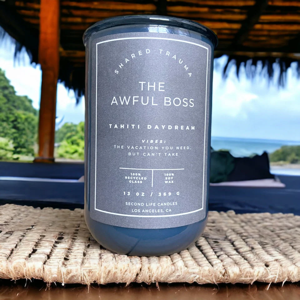 Shared Trauma Candles - The Awful Boss - 13 Oz Crackling Wood Wick - Mint Mojito & Pineapple - Image 5
