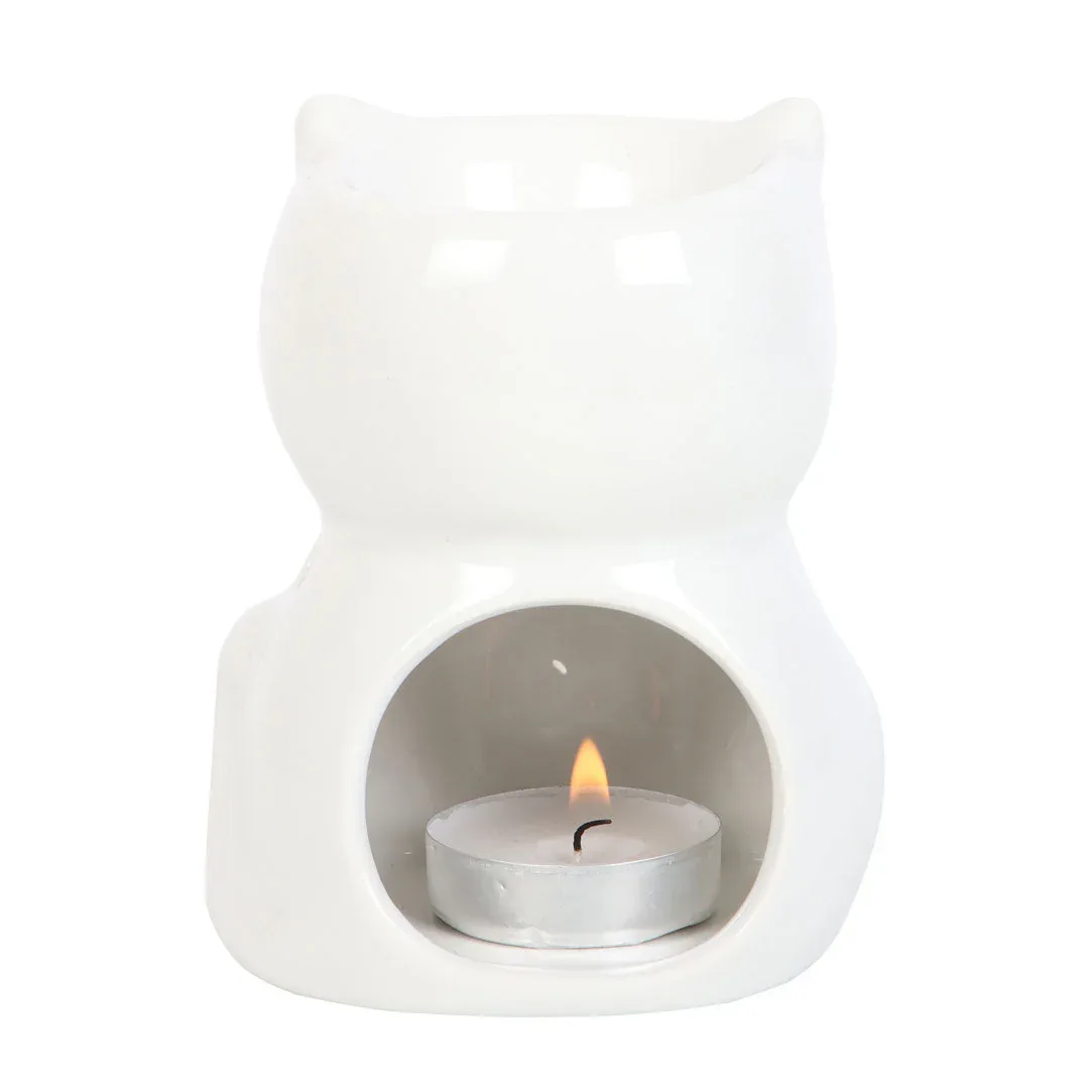 Shiny White Cat Oil Burner - Image 3