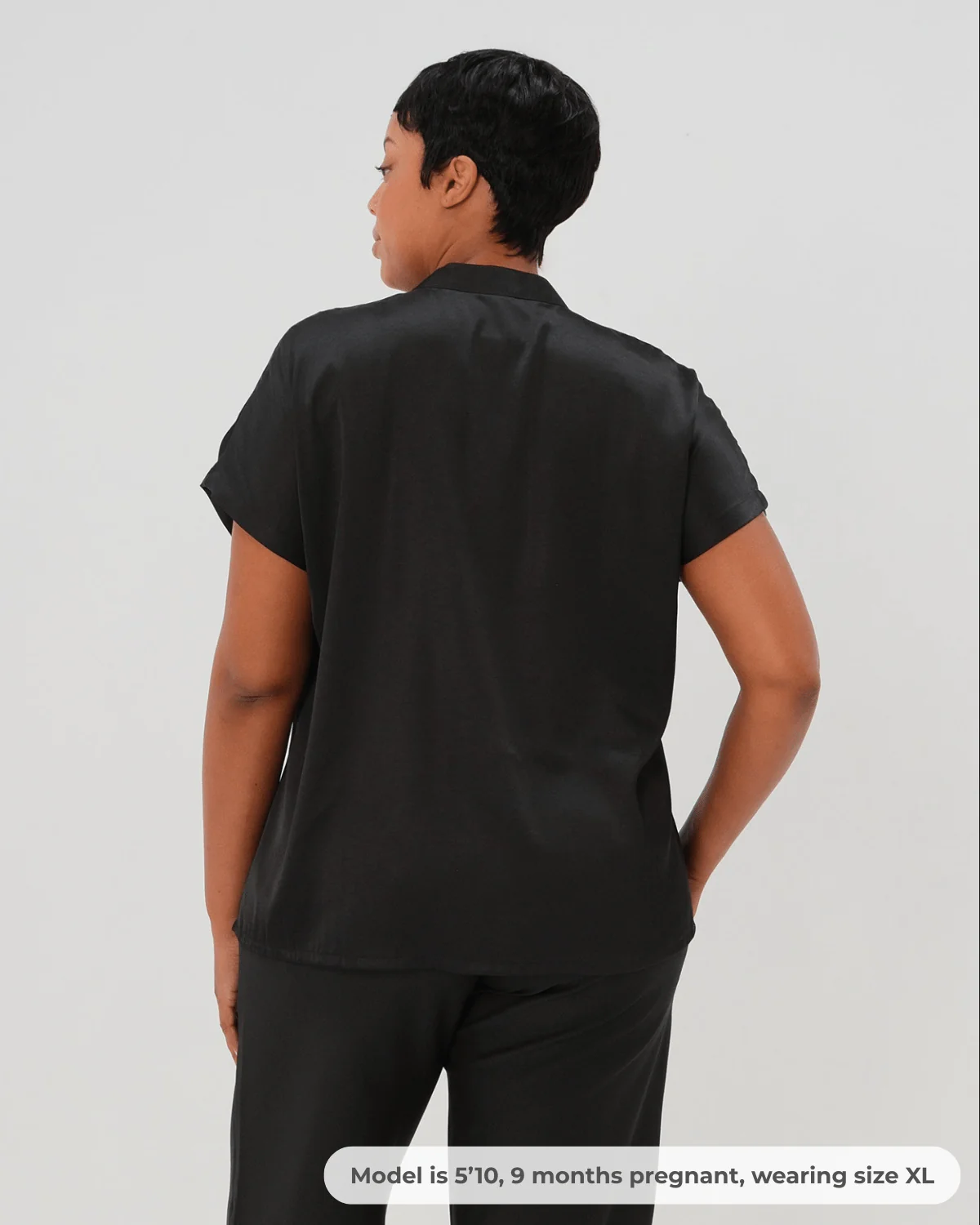 Short Sleeve Satin Maternity Shell Top with Concealed Nursing Zip - Image 10