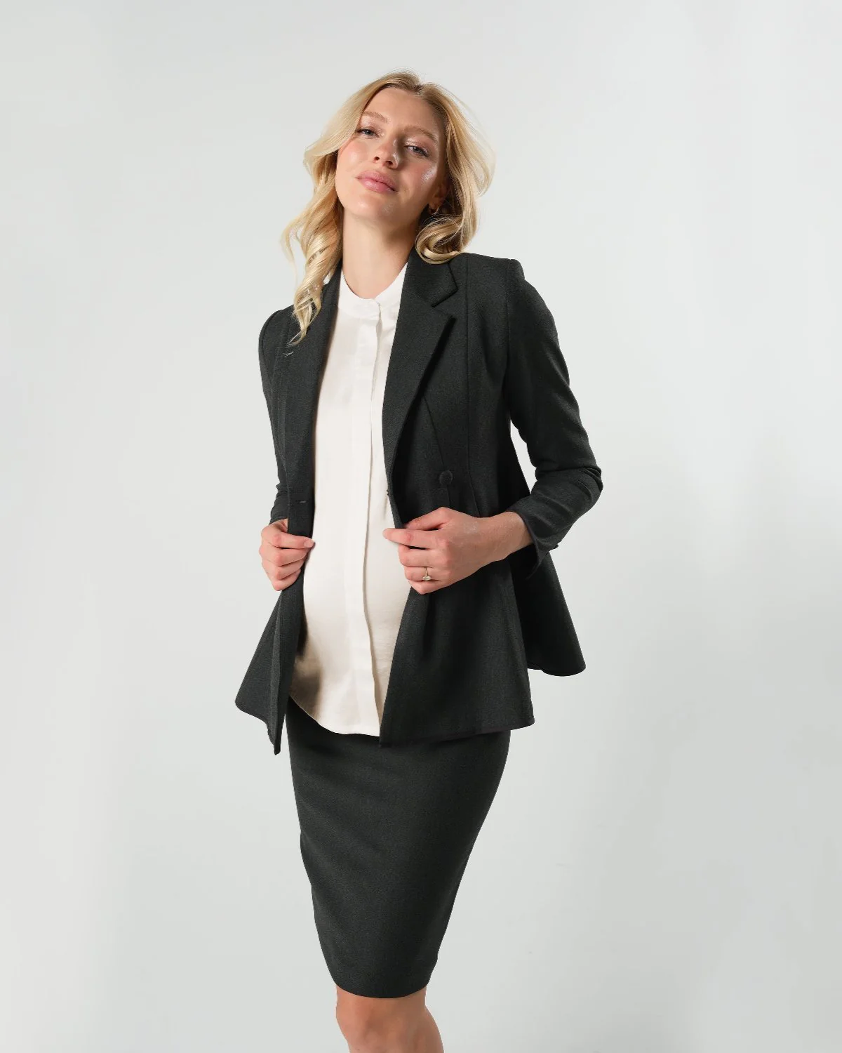 Short Sleeve Satin Maternity Shell Top with Concealed Nursing Zip - Image 5