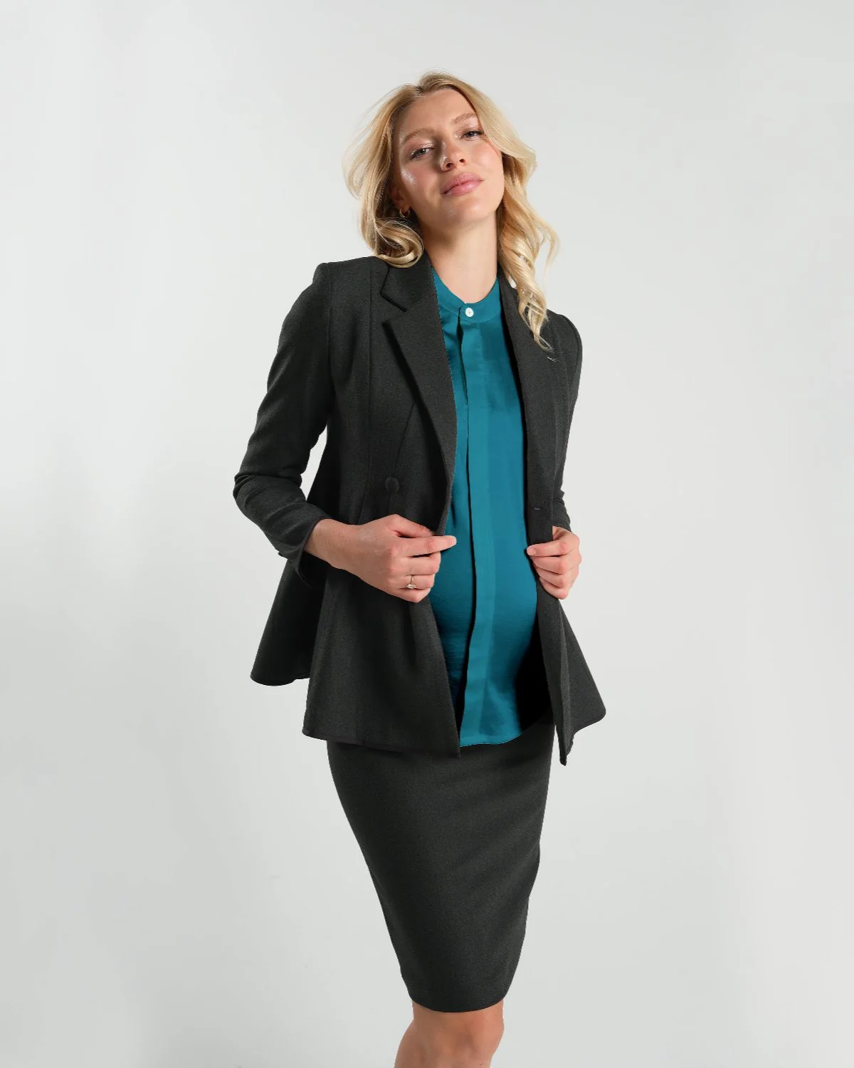 Short Sleeve Satin Maternity Shell Top with Concealed Nursing Zip - Image 8