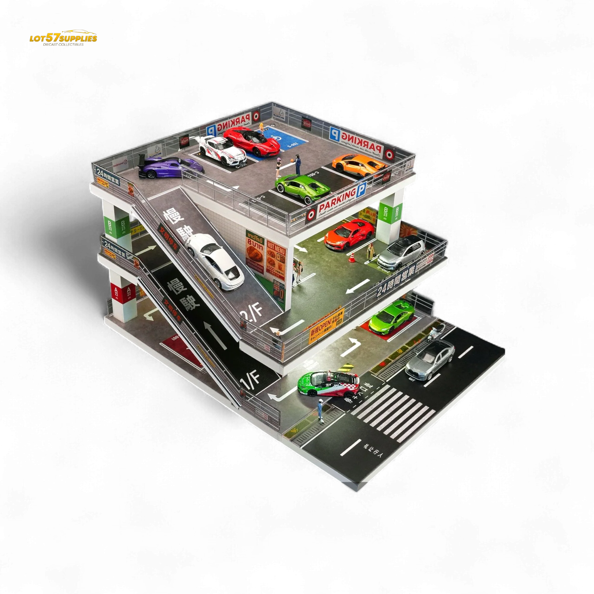 Shou Cang Jia Japanese Ramp Parking Lot Dark Green 1:64 - Image 2