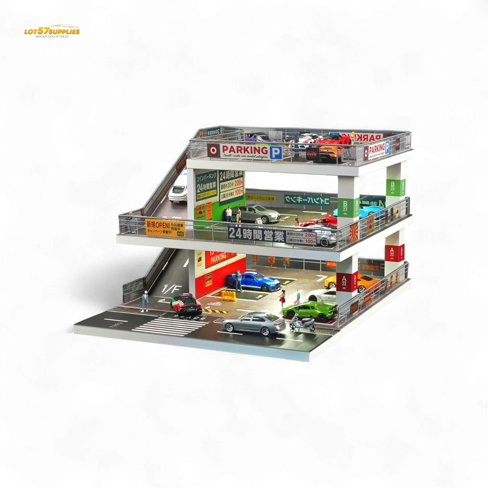 Shou Cang Jia Japanese Ramp Parking Lot Dark Green 1:64 - Image 7
