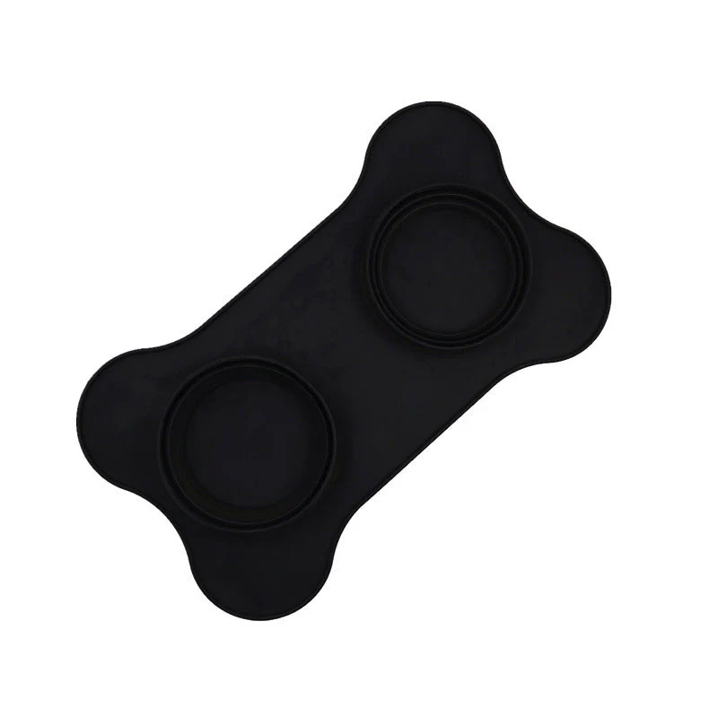 Silicone Pet Double Bowl with Mat - Image 6