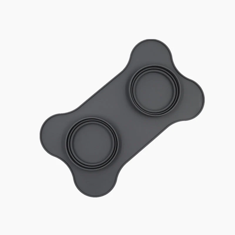 Silicone Pet Double Bowl with Mat - Image 7