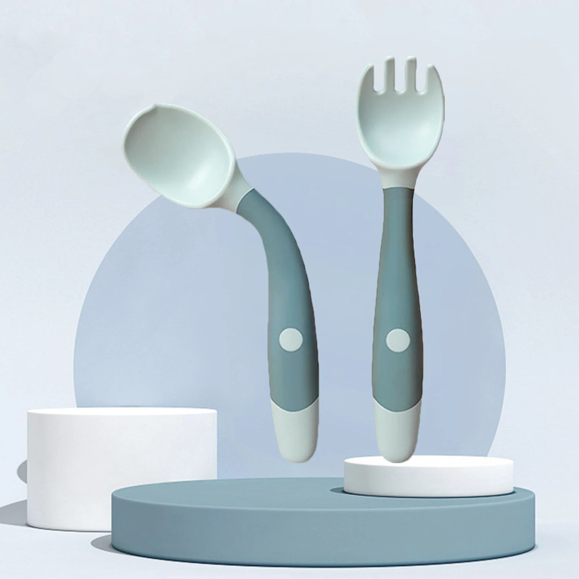 Silicone Spoon for Baby Utensils Set Auxiliary Food Toddler Learn To Eat Training Bendable Soft Fork Infant Children Tableware - Image 5