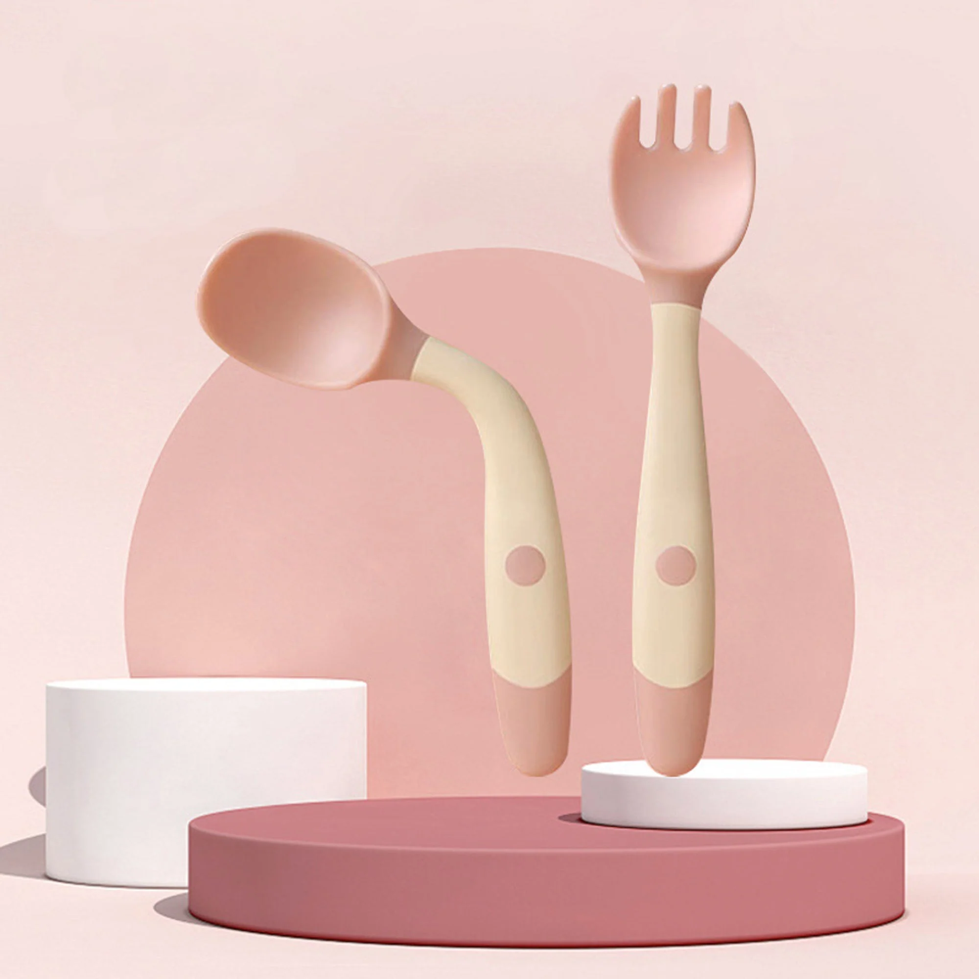 Silicone Spoon for Baby Utensils Set Auxiliary Food Toddler Learn To Eat Training Bendable Soft Fork Infant Children Tableware - Image 6
