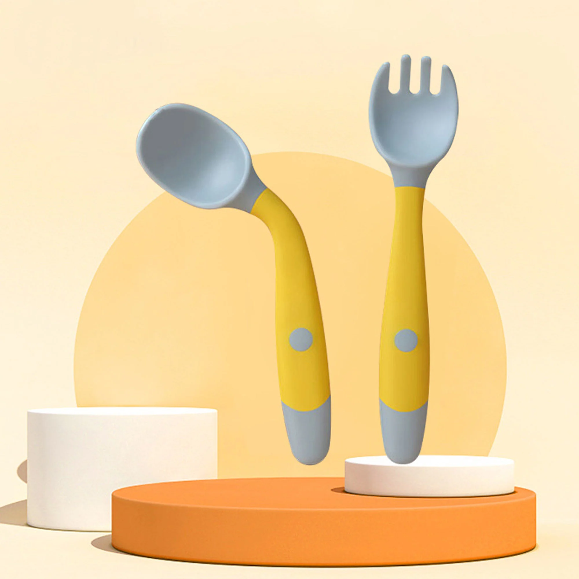 Silicone Spoon for Baby Utensils Set Auxiliary Food Toddler Learn To Eat Training Bendable Soft Fork Infant Children Tableware - Image 7